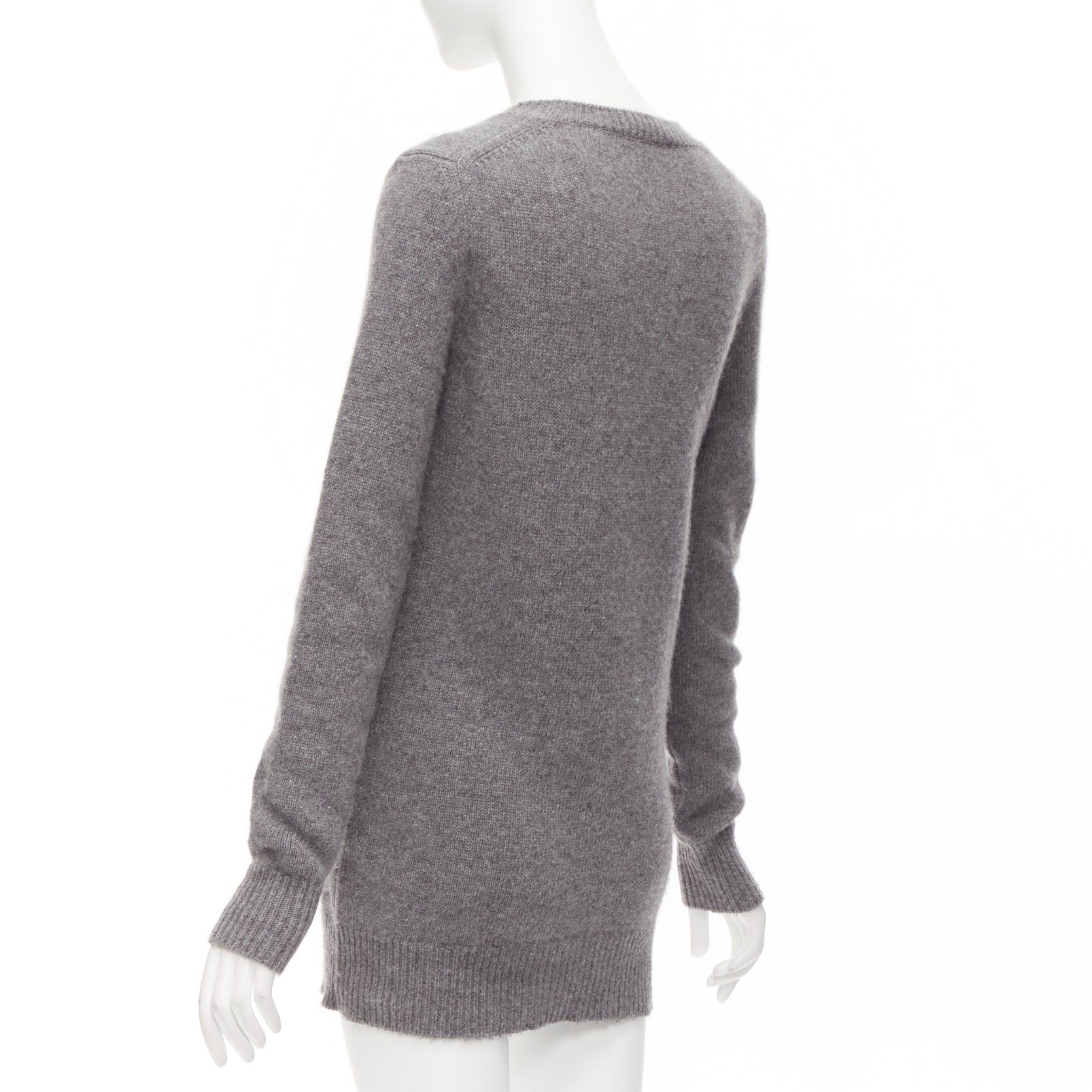 Stella McCartney STELLA MCCARTNEY grey black cream leopard intarsia crew neck knitted dress Size S / US 4 / IT 40 - 6 Thumbnail