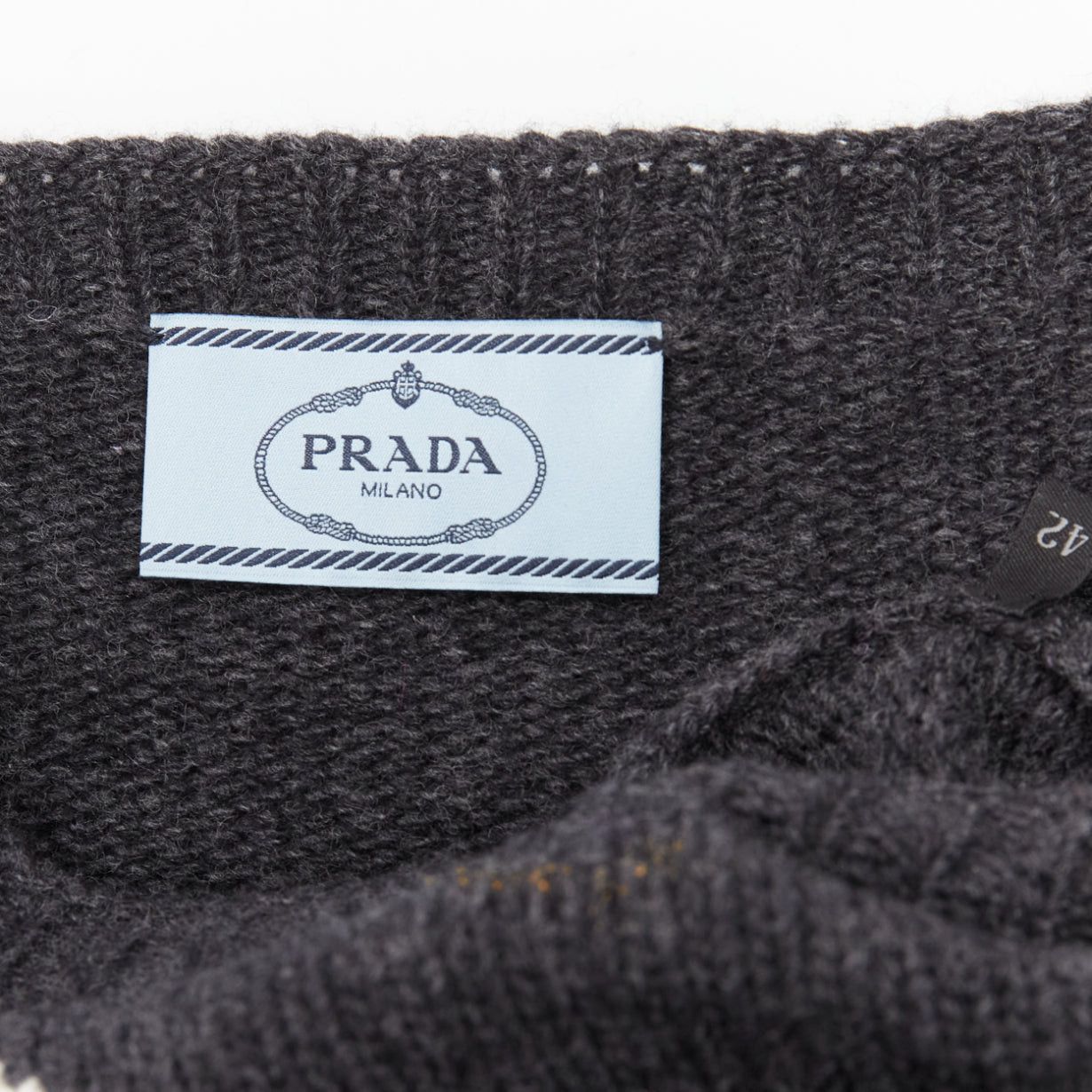 Prada PRADA 2016 grey cream rocket intarsia long sleeve bateau sweater IT42 M Size M / US 6-8 / IT 42-44 - 8 Thumbnail
