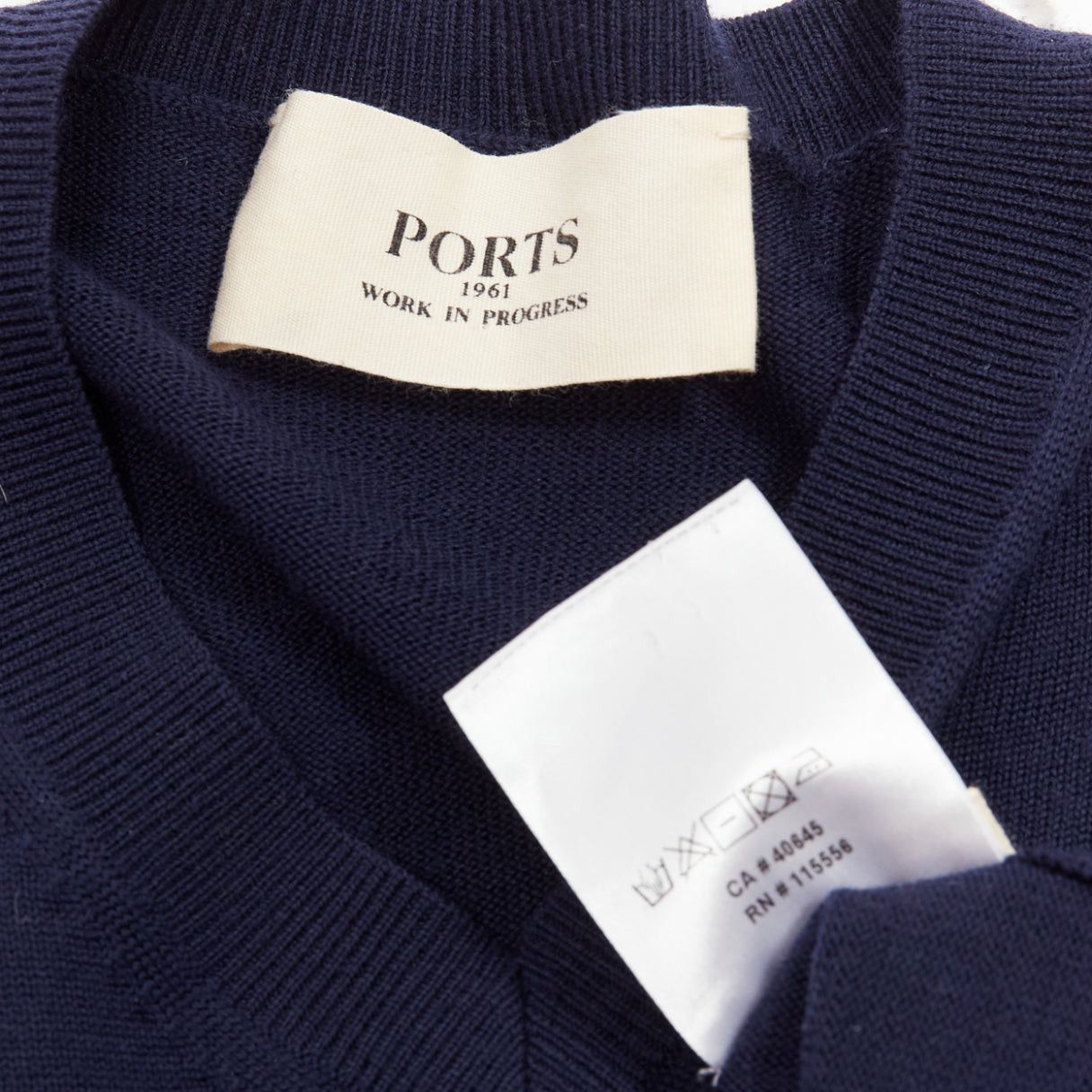 Ports 1961 PORTS 1961 navy wool v neck asymmetric hem drape sweater XS Size S / US 4 / IT 40 - 8 Thumbnail