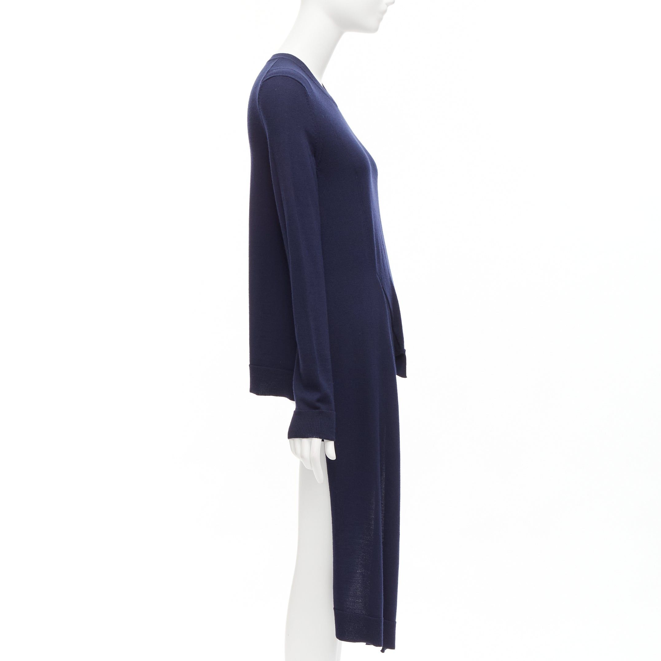 Ports 1961 PORTS 1961 navy wool v neck asymmetric hem drape sweater XS Size S / US 4 / IT 40 - 4 Thumbnail