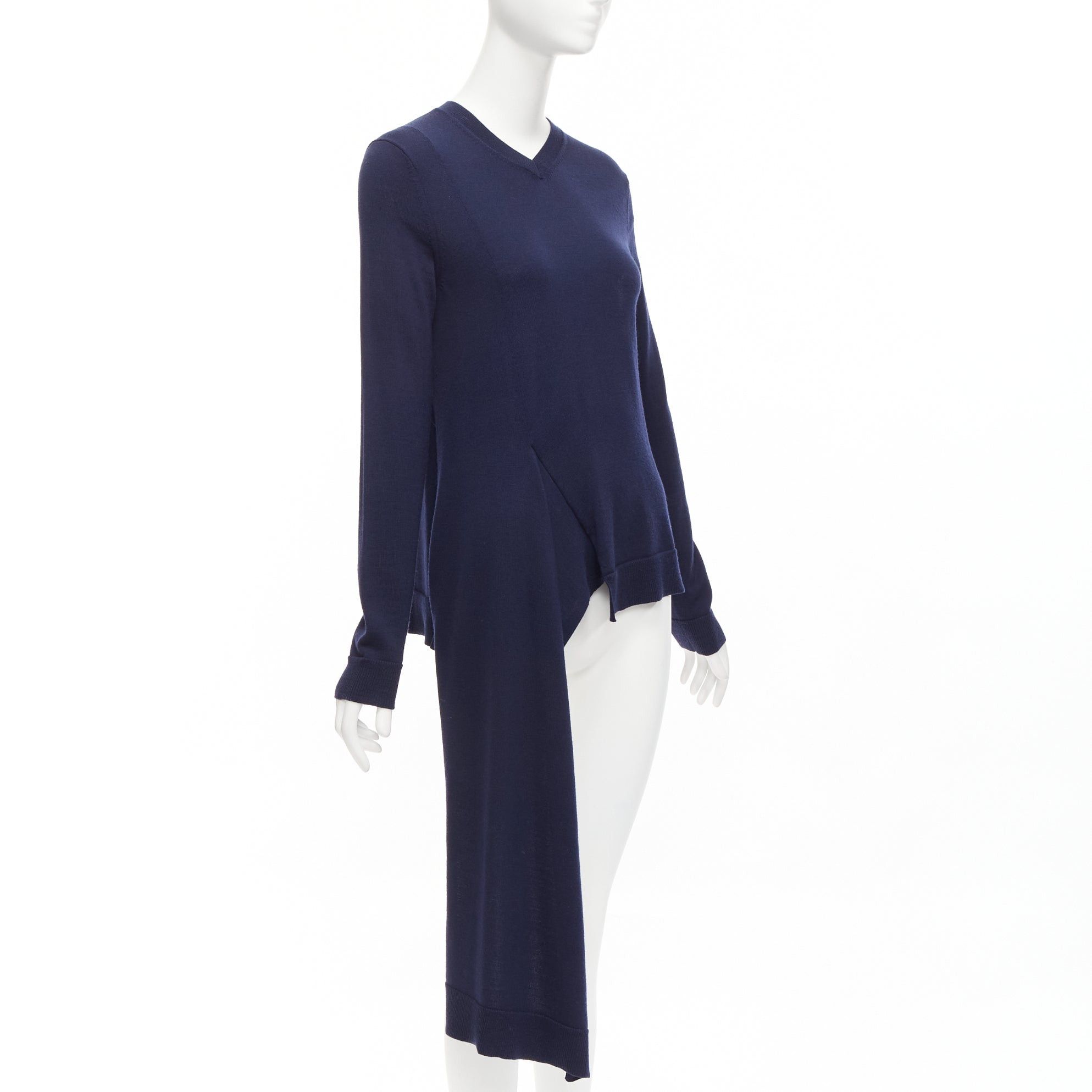 Ports 1961 PORTS 1961 navy wool v neck asymmetric hem drape sweater XS Size S / US 4 / IT 40 - 3 Thumbnail