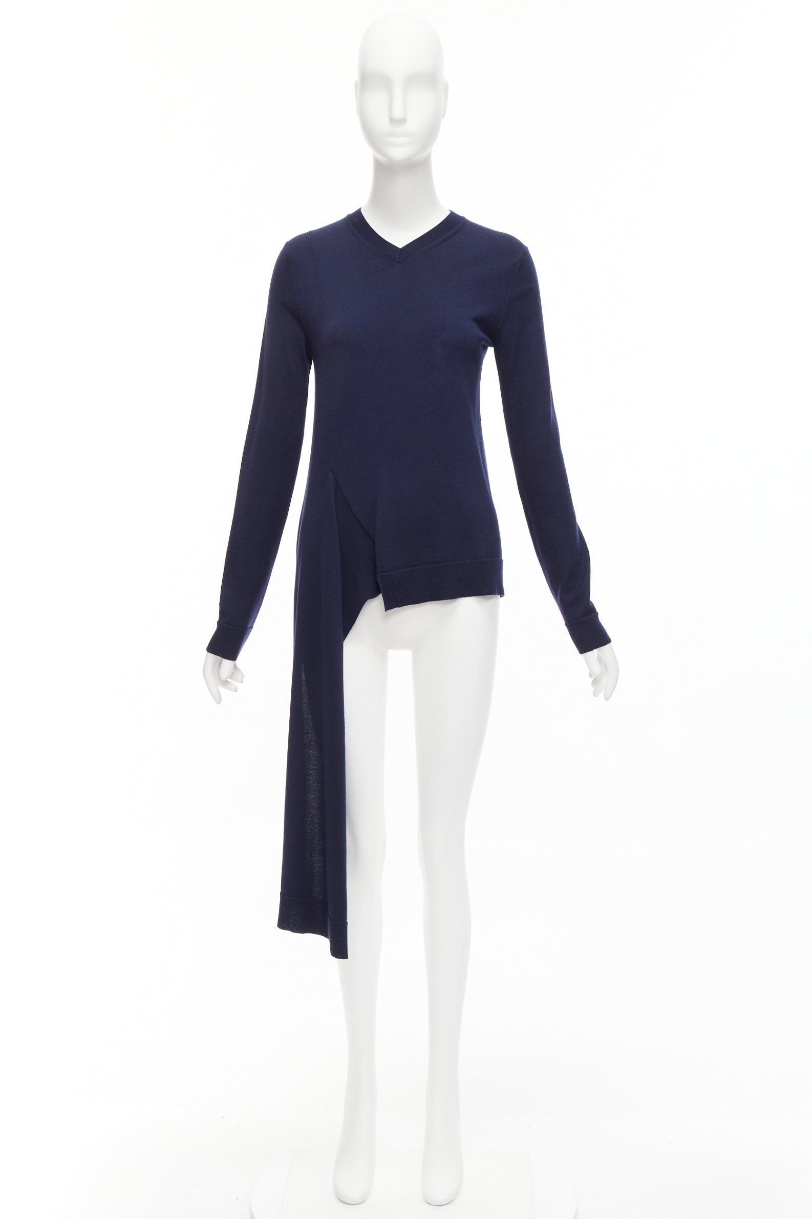 Ports 1961 PORTS 1961 navy wool v neck asymmetric hem drape sweater XS Size S / US 4 / IT 40 - 9 Thumbnail