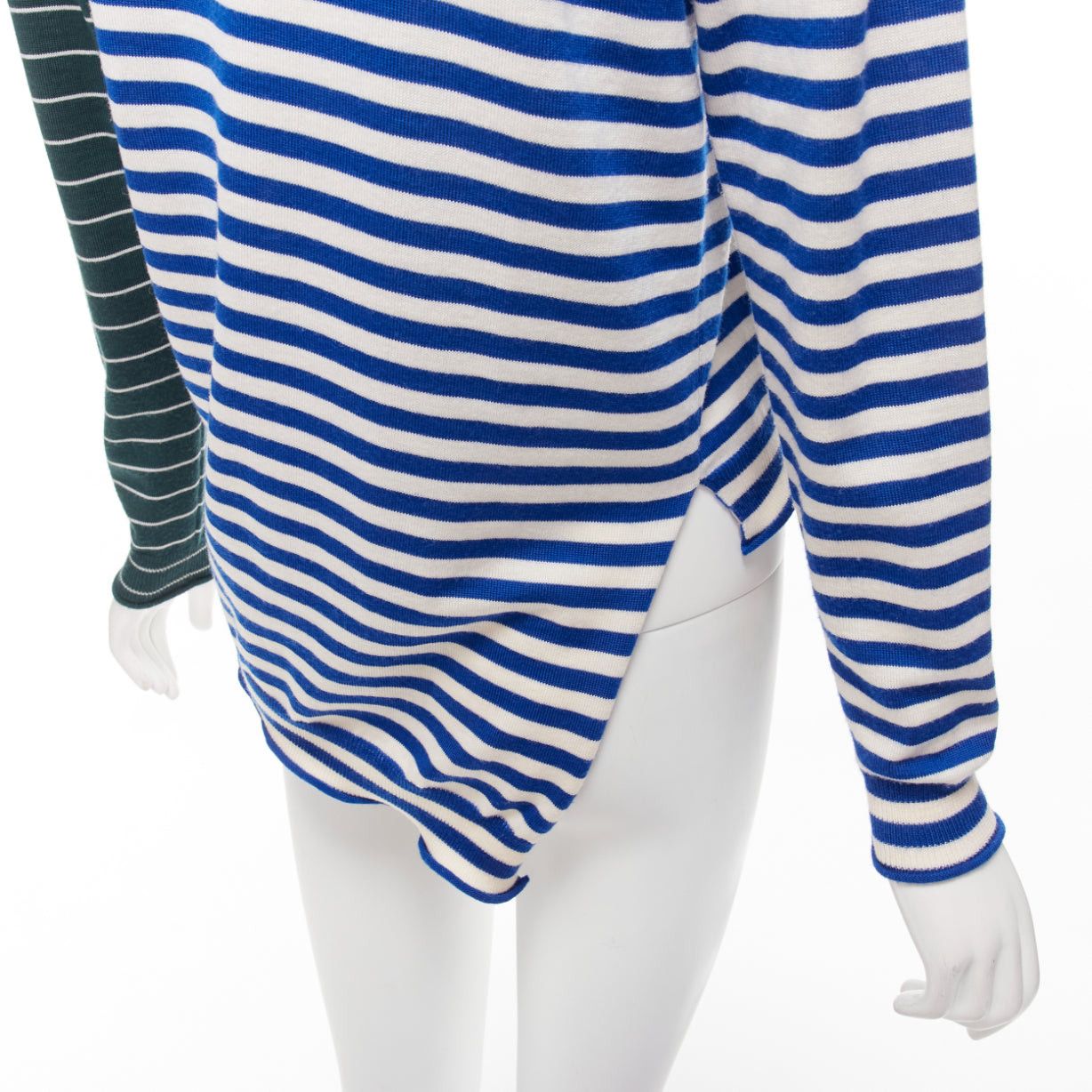 Ports 1961 PORTS 1961 blue white green stripes asymmetric hem sweater Size ONE SIZE - 2 Thumbnail