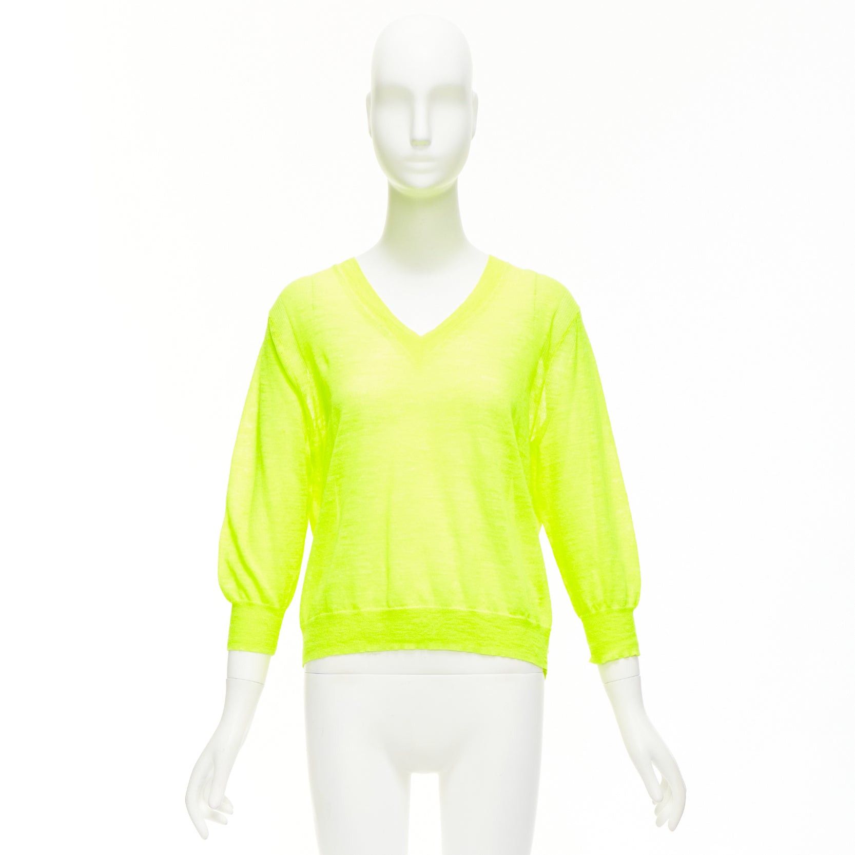 J.Crew J.CREW neon yellow V neck 3/4 sleeves sweater pullover S Size S / US 4 / IT 40 - 9 Thumbnail