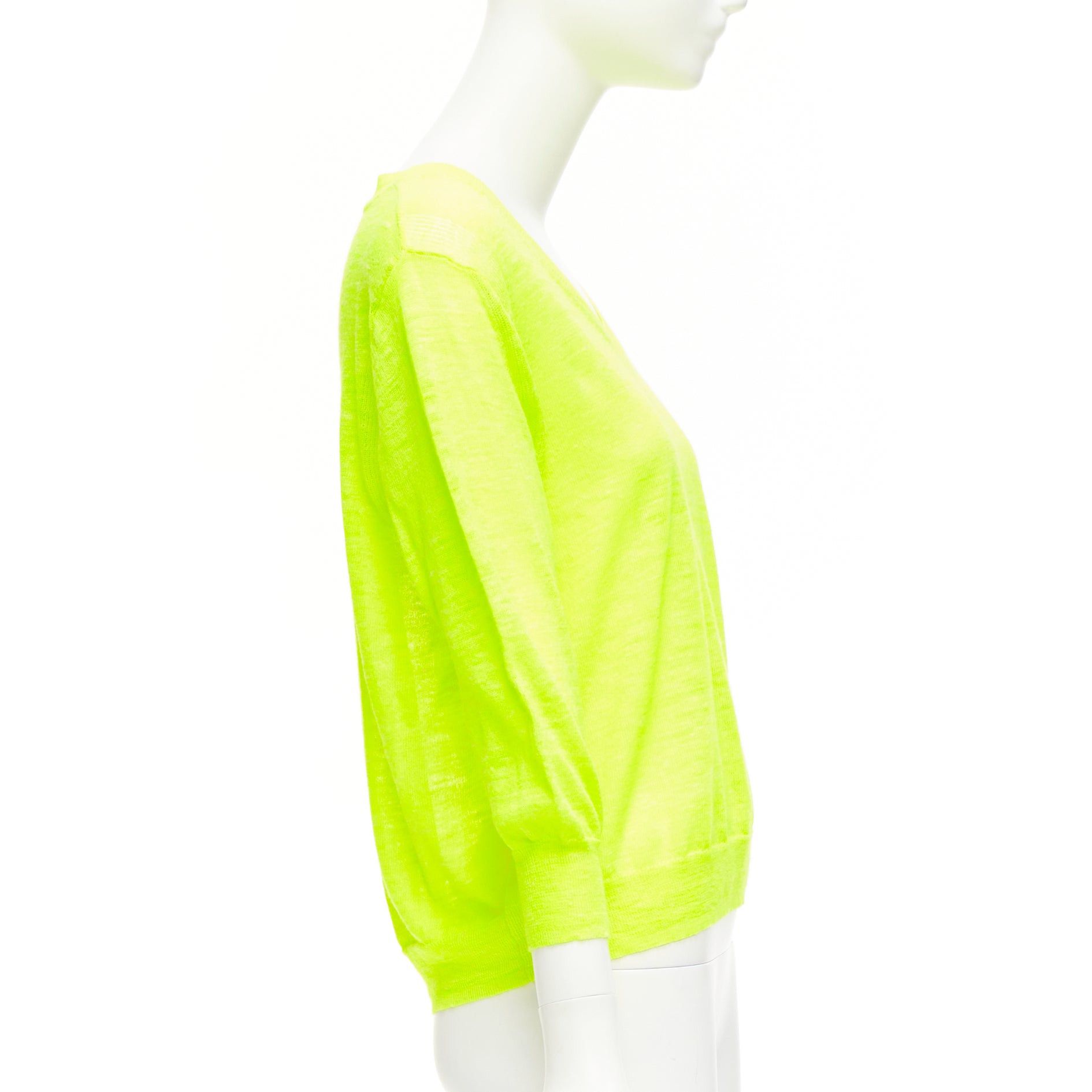 J.Crew J.CREW neon yellow V neck 3/4 sleeves sweater pullover S Size S / US 4 / IT 40 - 4 Thumbnail