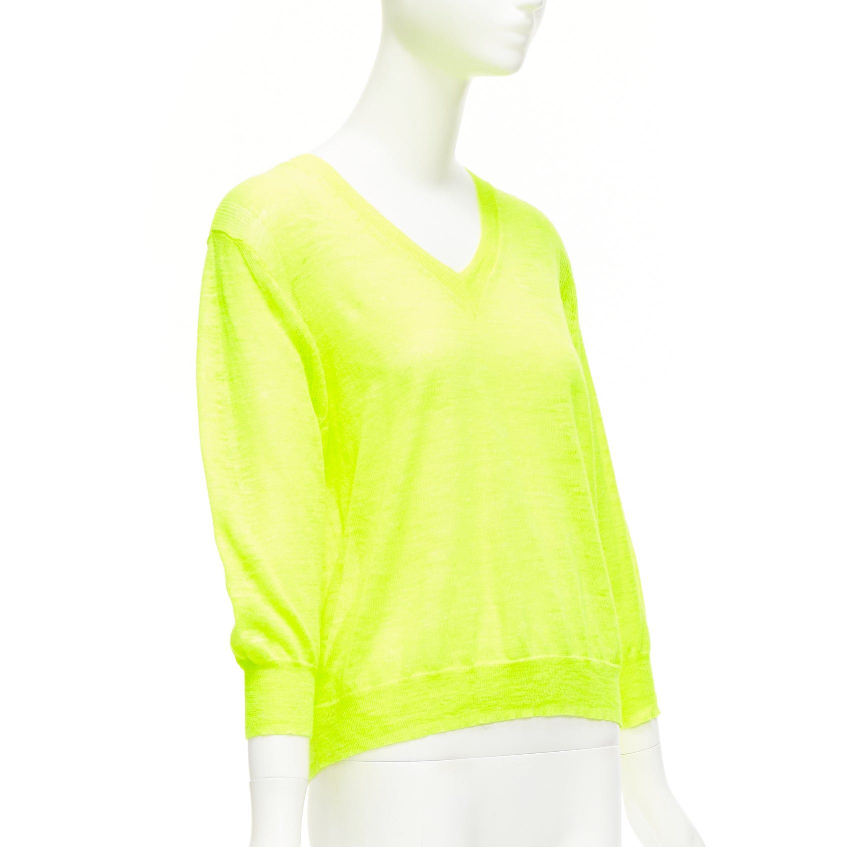 J.Crew J.CREW neon yellow V neck 3/4 sleeves sweater pullover S Size S / US 4 / IT 40 - 3 Thumbnail