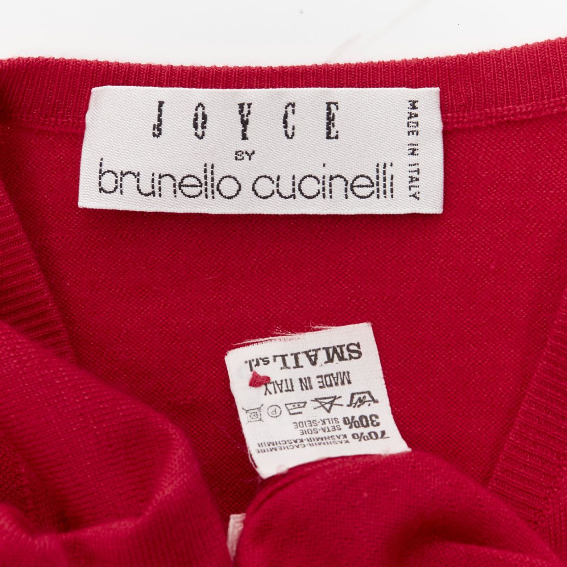 Brunello Cucinelli BRUNELLO CUCINELLI JOYCE red cashmere silk button up drop shoulder sweater S Size S / US 4 / IT 40 - 8 Thumbnail