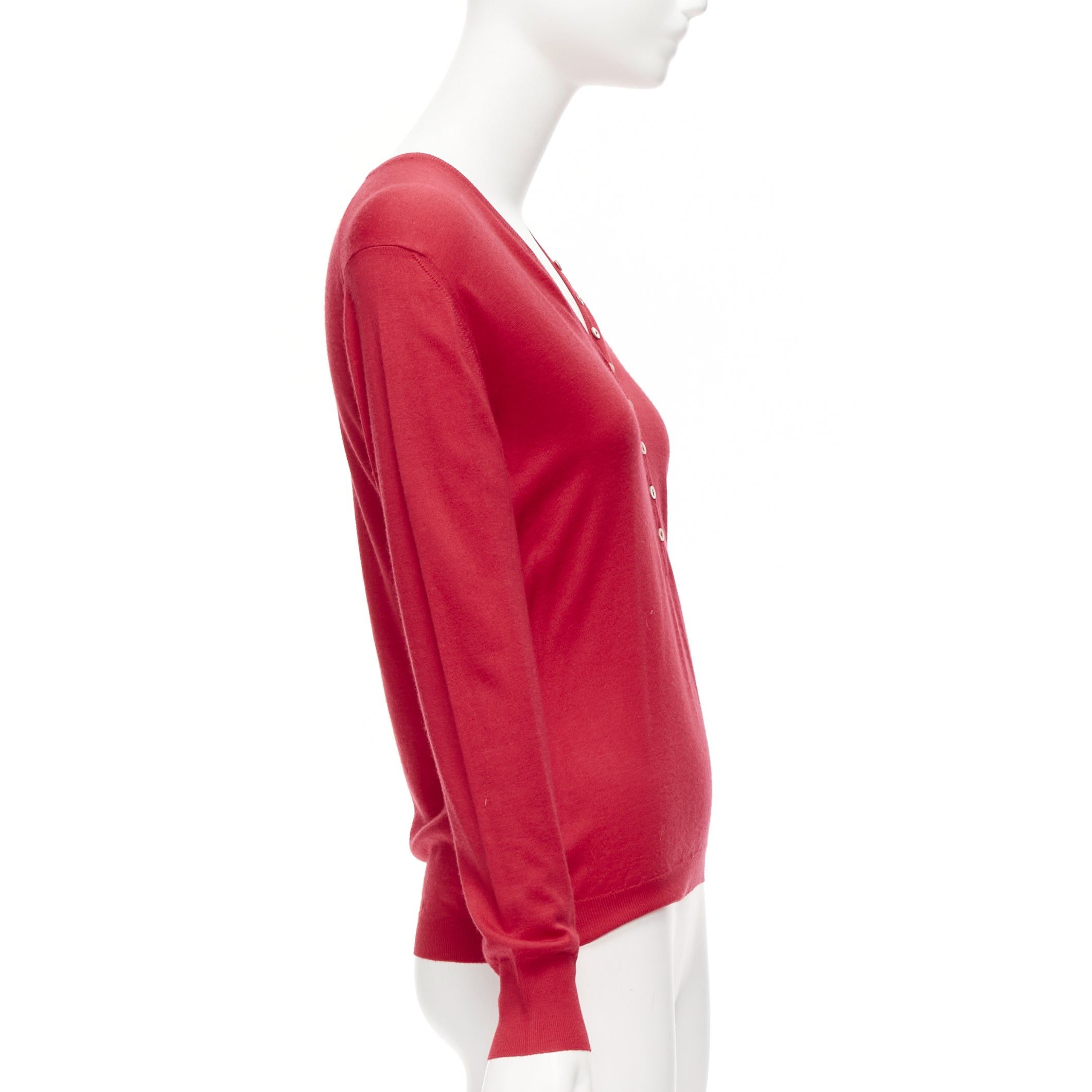 Brunello Cucinelli BRUNELLO CUCINELLI JOYCE red cashmere silk button up drop shoulder sweater S Size S / US 4 / IT 40 - 4 Thumbnail