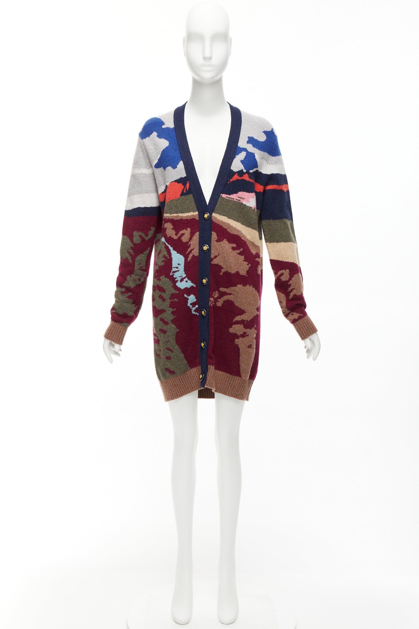 Barrie BARRIE 100% cashmere colorful landscape intarsia deep V long cardigan S Size S / US 4 / IT 40 - 10 Thumbnail