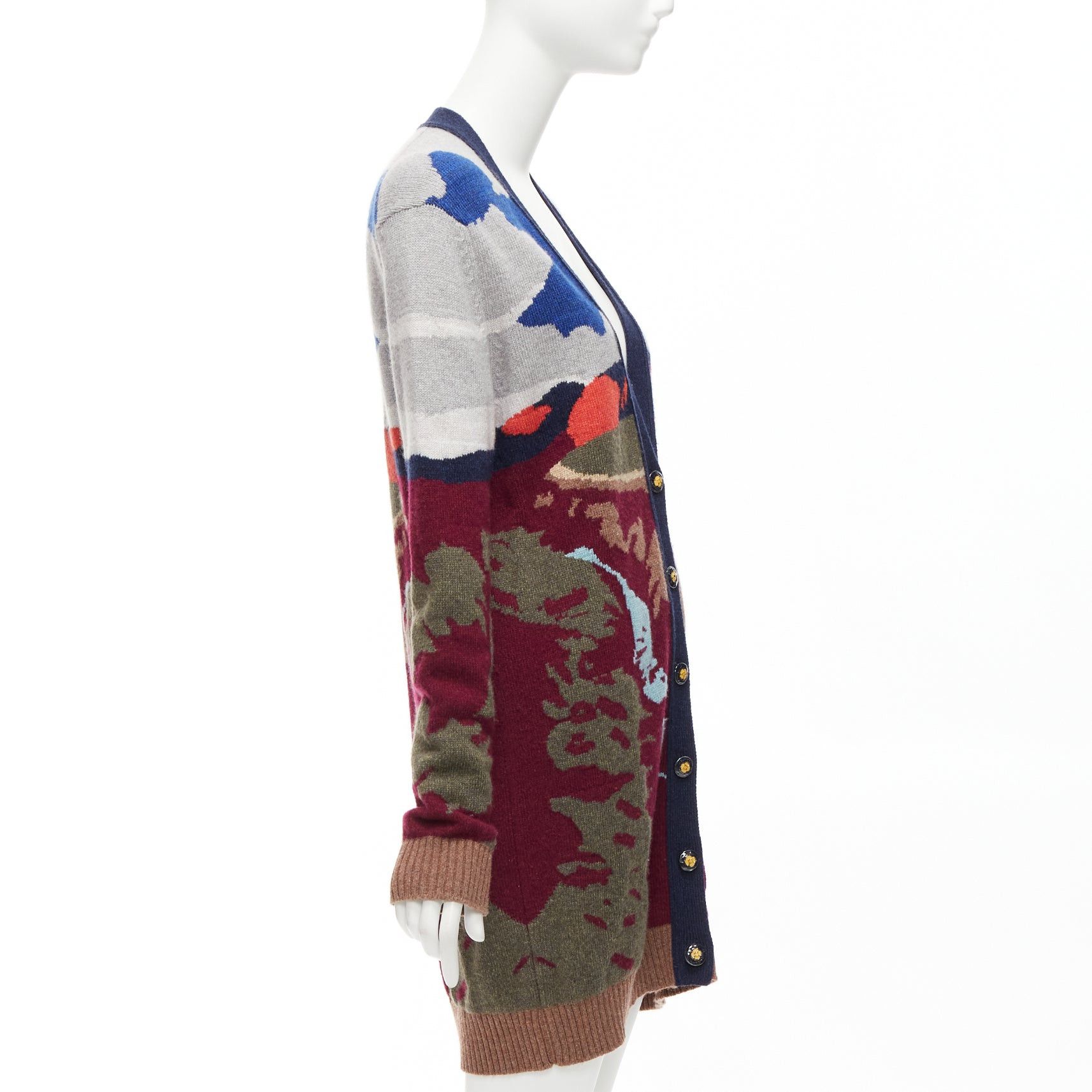 Barrie BARRIE 100% cashmere colorful landscape intarsia deep V long cardigan S Size S / US 4 / IT 40 - 5 Thumbnail