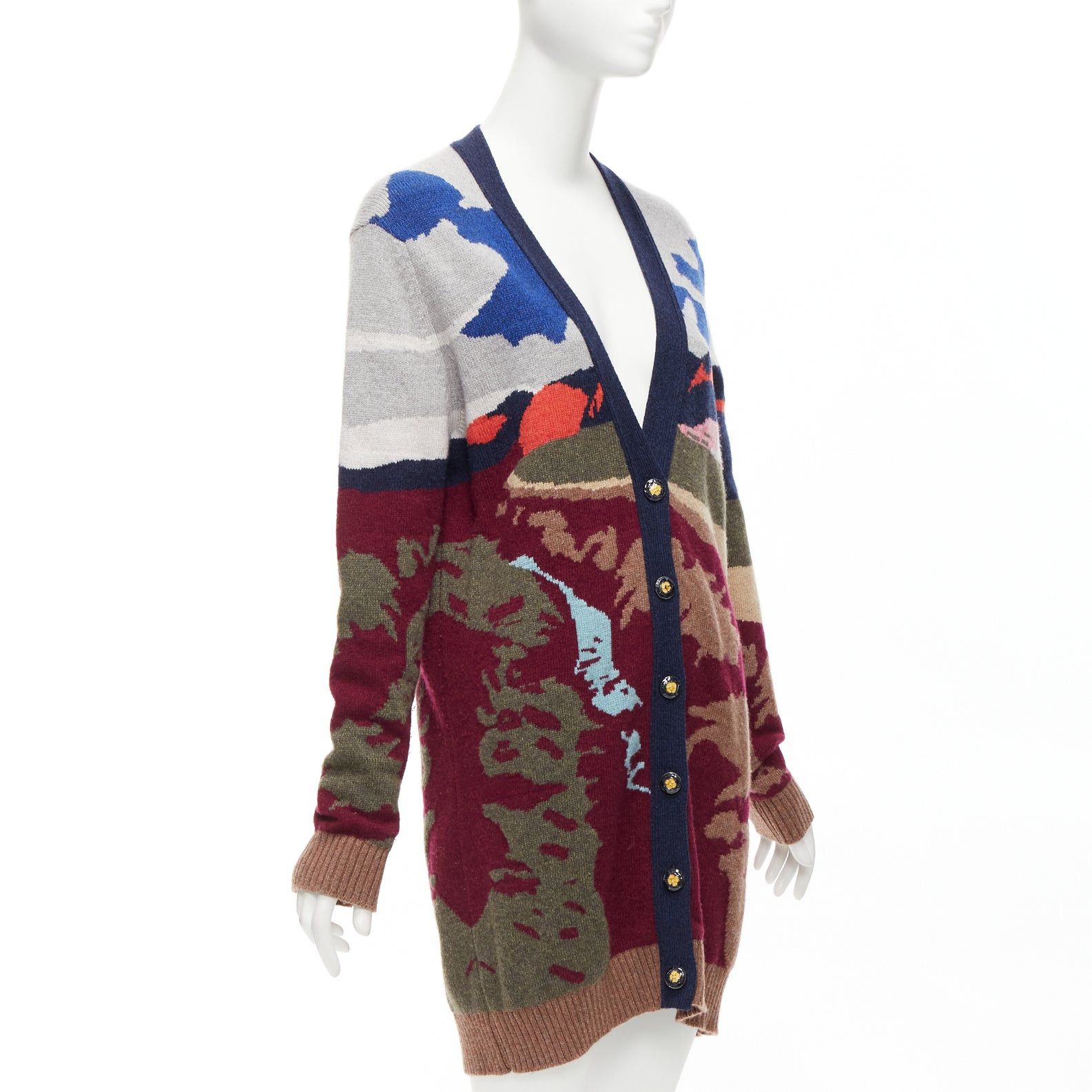 Barrie BARRIE 100% cashmere colorful landscape intarsia deep V long cardigan S Size S / US 4 / IT 40 - 4 Thumbnail