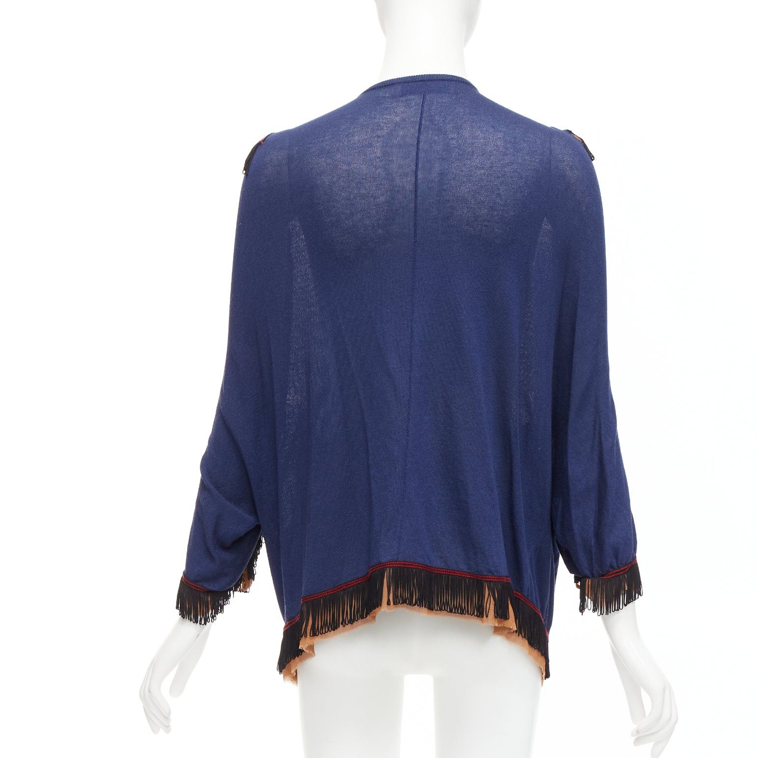 Toga TOGA ARCHIVES navy brown black loop fringe ruffle sheer cardigan Size S / US 4 / IT 40 - 6 Thumbnail