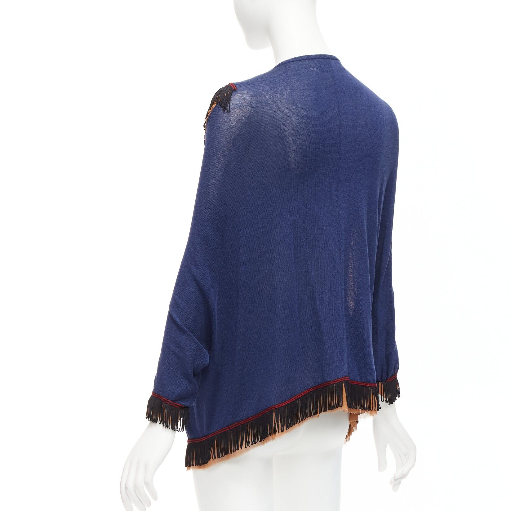 Toga TOGA ARCHIVES navy brown black loop fringe ruffle sheer cardigan Size S / US 4 / IT 40 - 7 Thumbnail