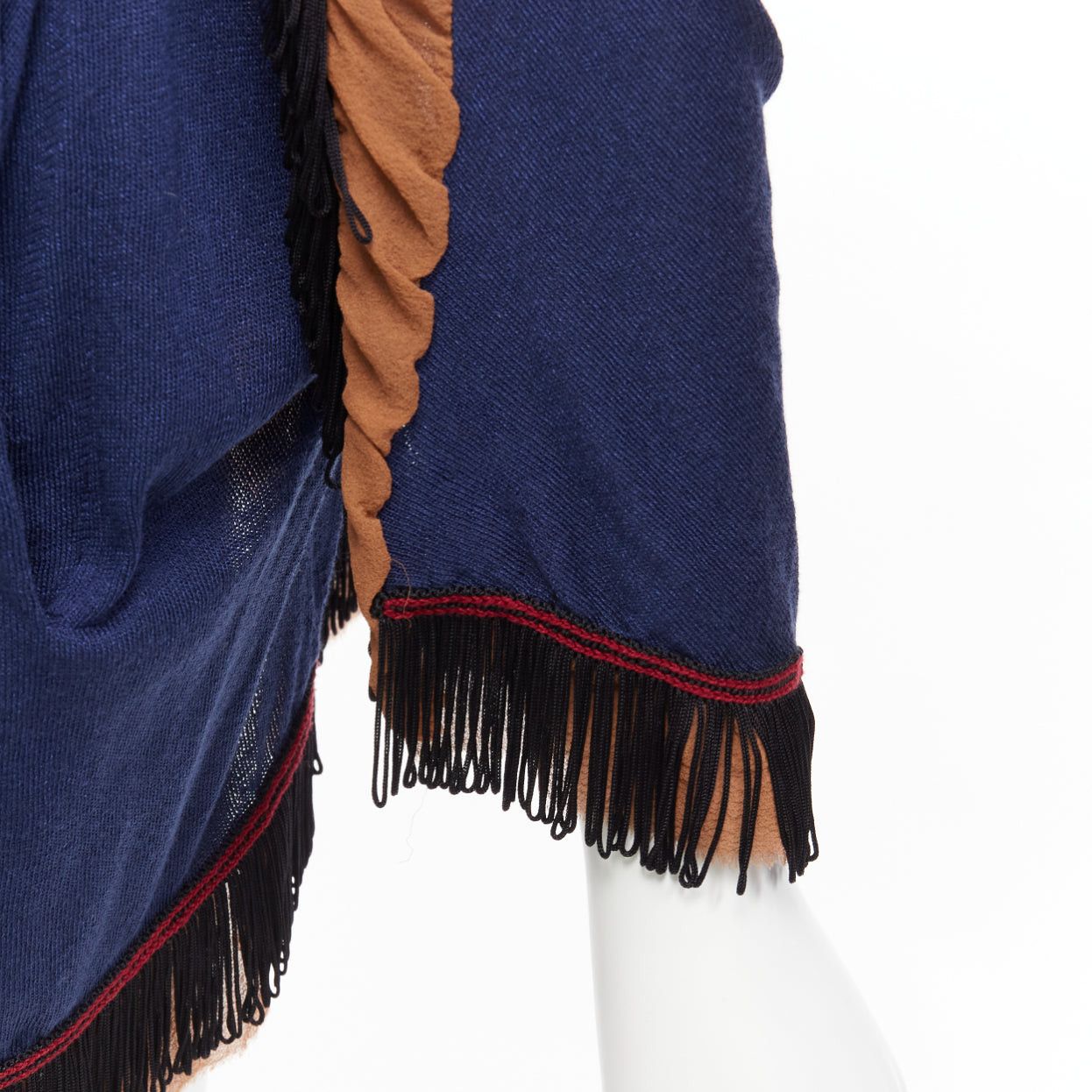 Toga TOGA ARCHIVES navy brown black loop fringe ruffle sheer cardigan Size S / US 4 / IT 40 - 2 Thumbnail