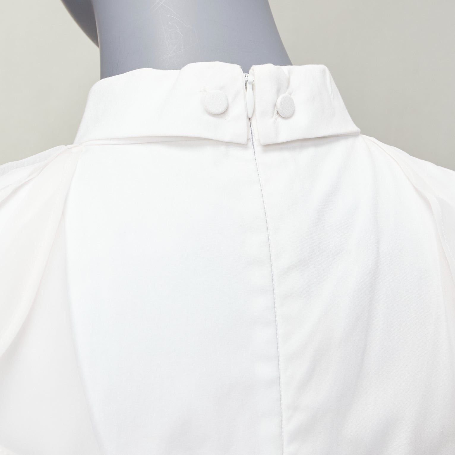 Givenchy GIVENCHY white silky sheer ruffles front hi neck collar sleeveless shirt Size S / US 4 / IT 40 - 8 Thumbnail