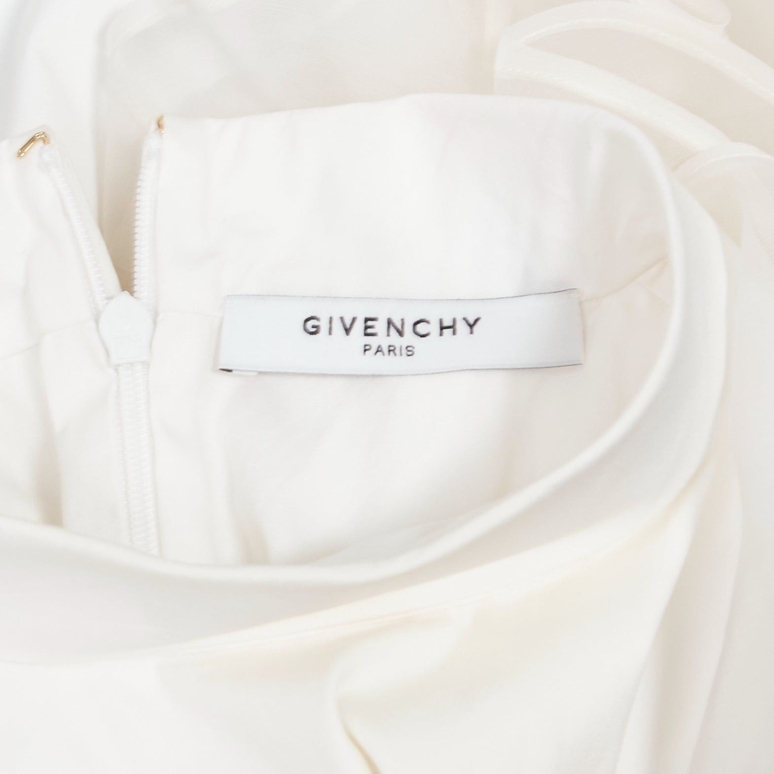 Givenchy GIVENCHY white silky sheer ruffles front hi neck collar sleeveless shirt Size S / US 4 / IT 40 - 9 Thumbnail