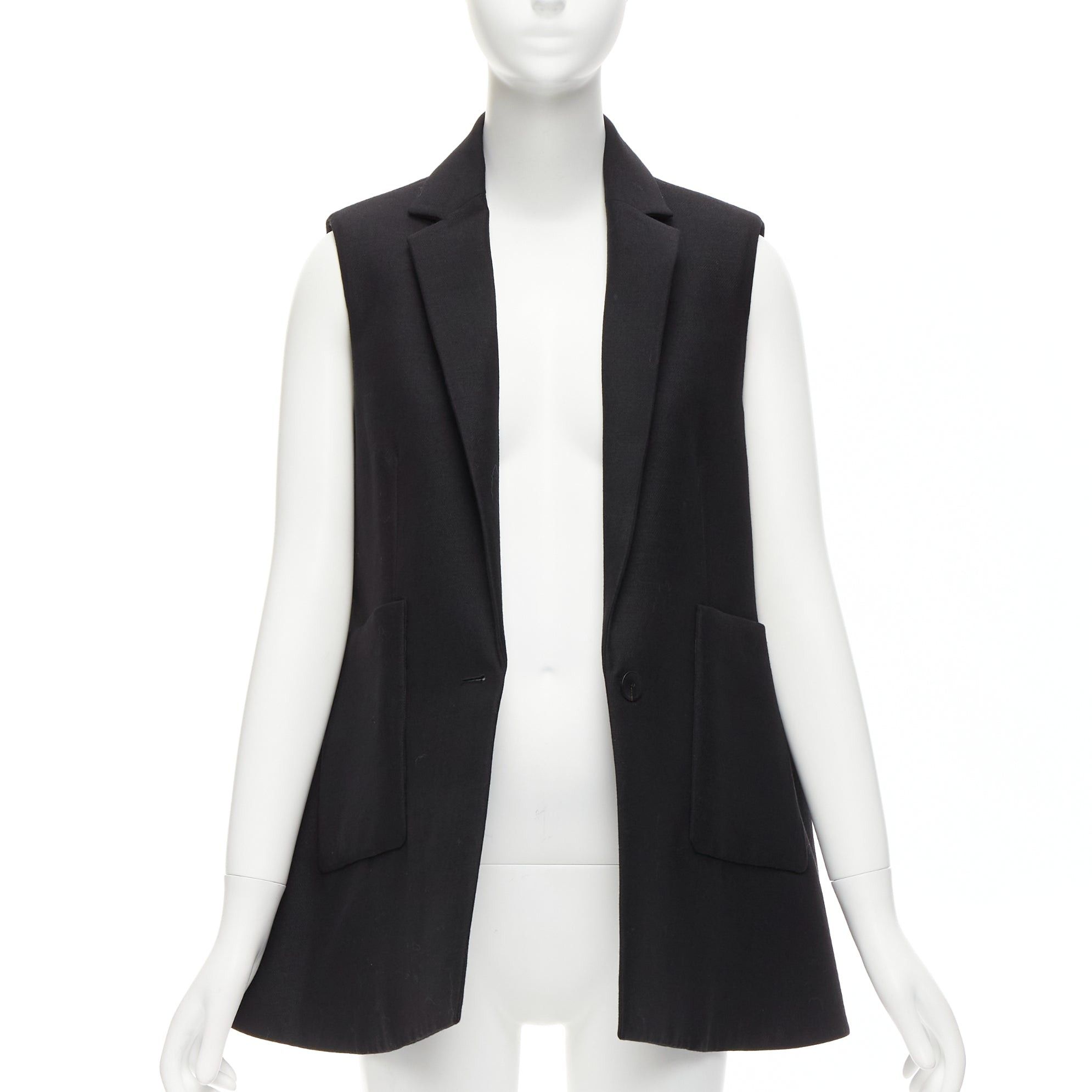 Balenciaga BALENCIAGA 2014 black virgin wool mohair bell shaped deep V blazer vest FR34 XS Size XS / US 0-2 / IT 36-38 - 3 Thumbnail