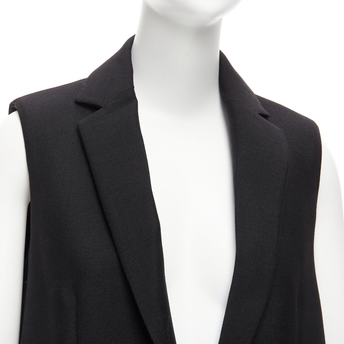 Balenciaga BALENCIAGA 2014 black virgin wool mohair bell shaped deep V blazer vest FR34 XS Size XS / US 0-2 / IT 36-38 - 8 Thumbnail