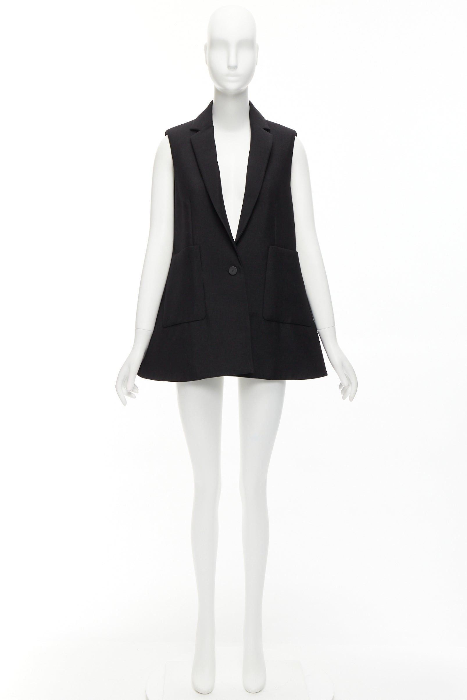 Balenciaga BALENCIAGA 2014 black virgin wool mohair bell shaped deep V blazer vest FR34 XS Size XS / US 0-2 / IT 36-38 - 10 Thumbnail