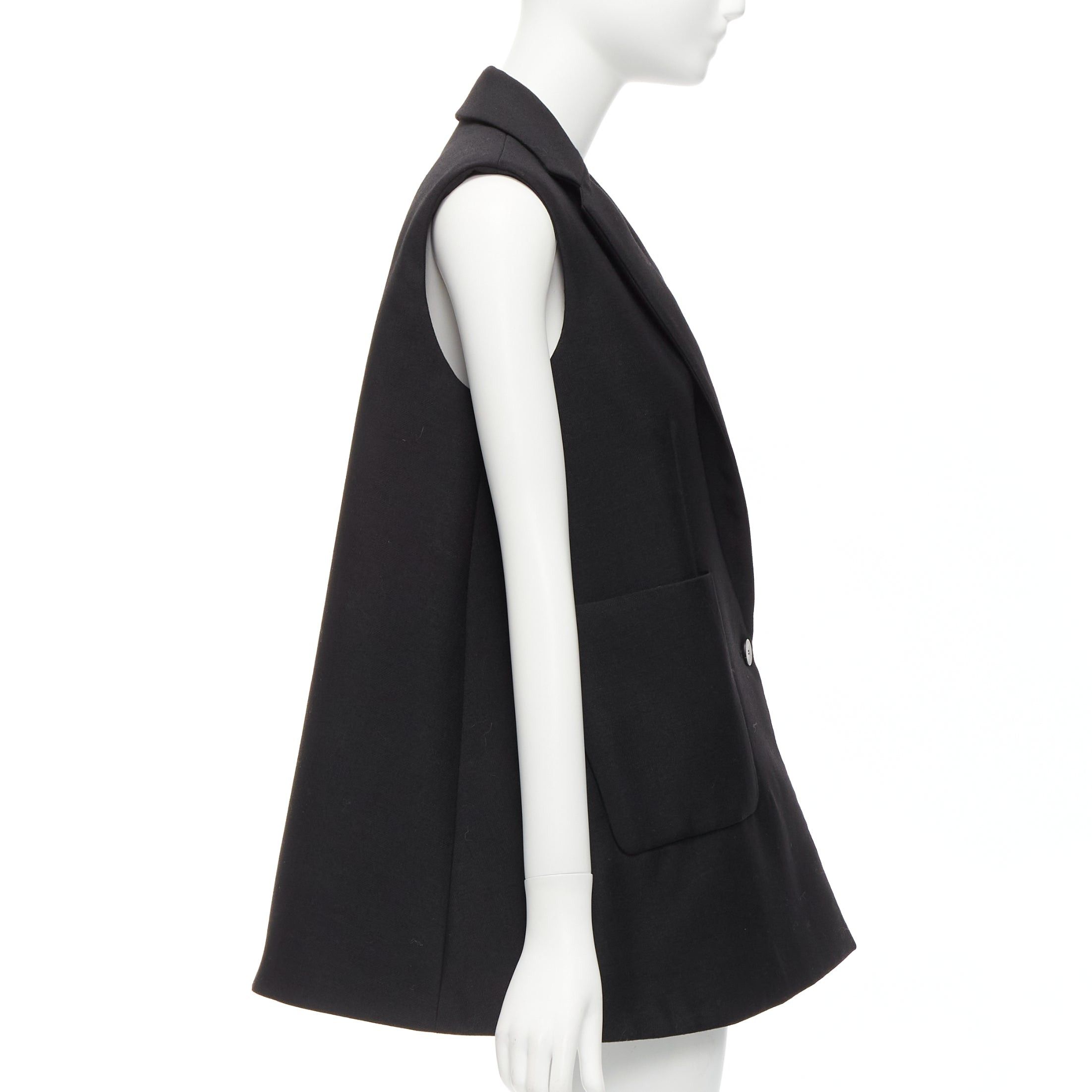 Balenciaga BALENCIAGA 2014 black virgin wool mohair bell shaped deep V blazer vest FR34 XS Size XS / US 0-2 / IT 36-38 - 5 Thumbnail