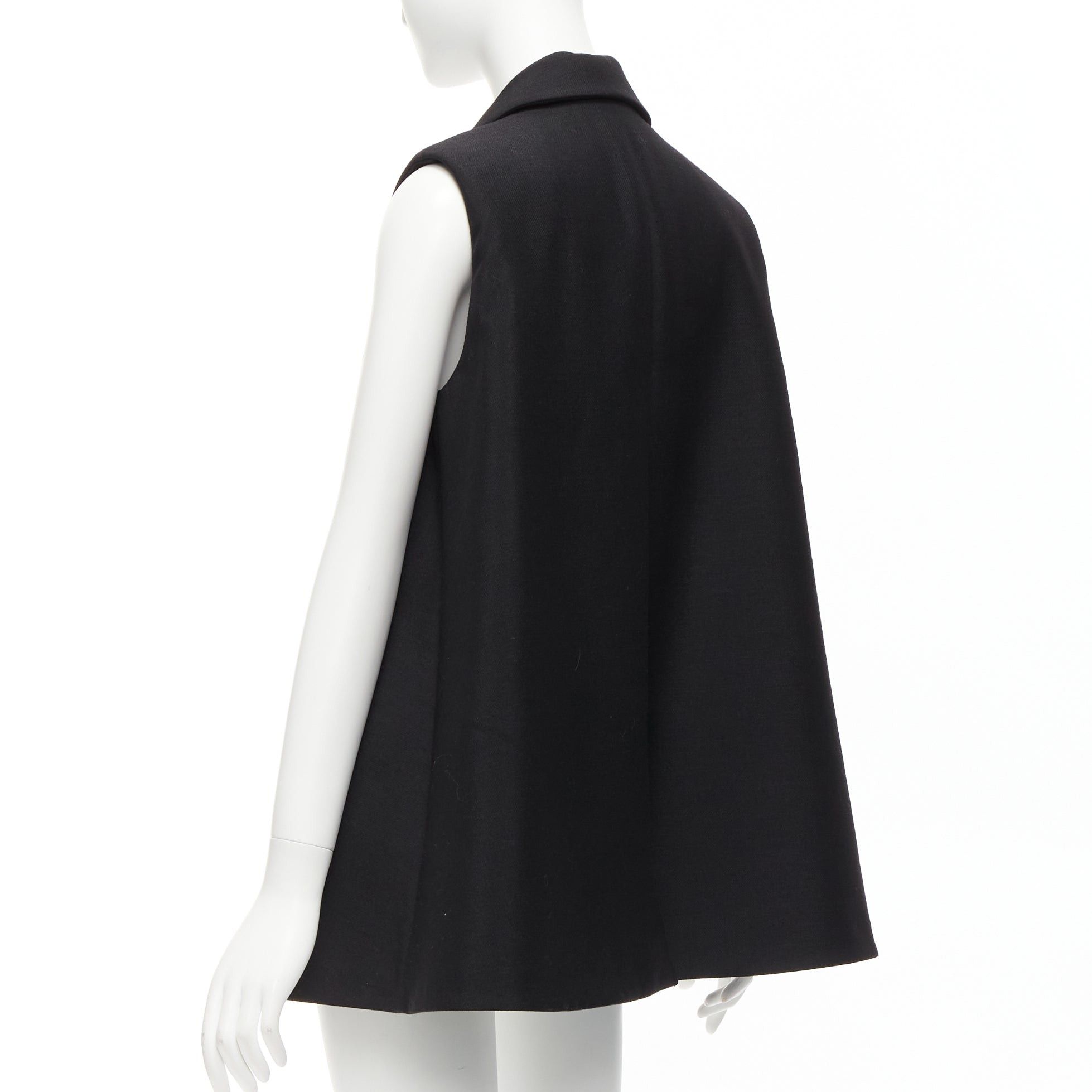 Balenciaga BALENCIAGA 2014 black virgin wool mohair bell shaped deep V blazer vest FR34 XS Size XS / US 0-2 / IT 36-38 - 7 Thumbnail