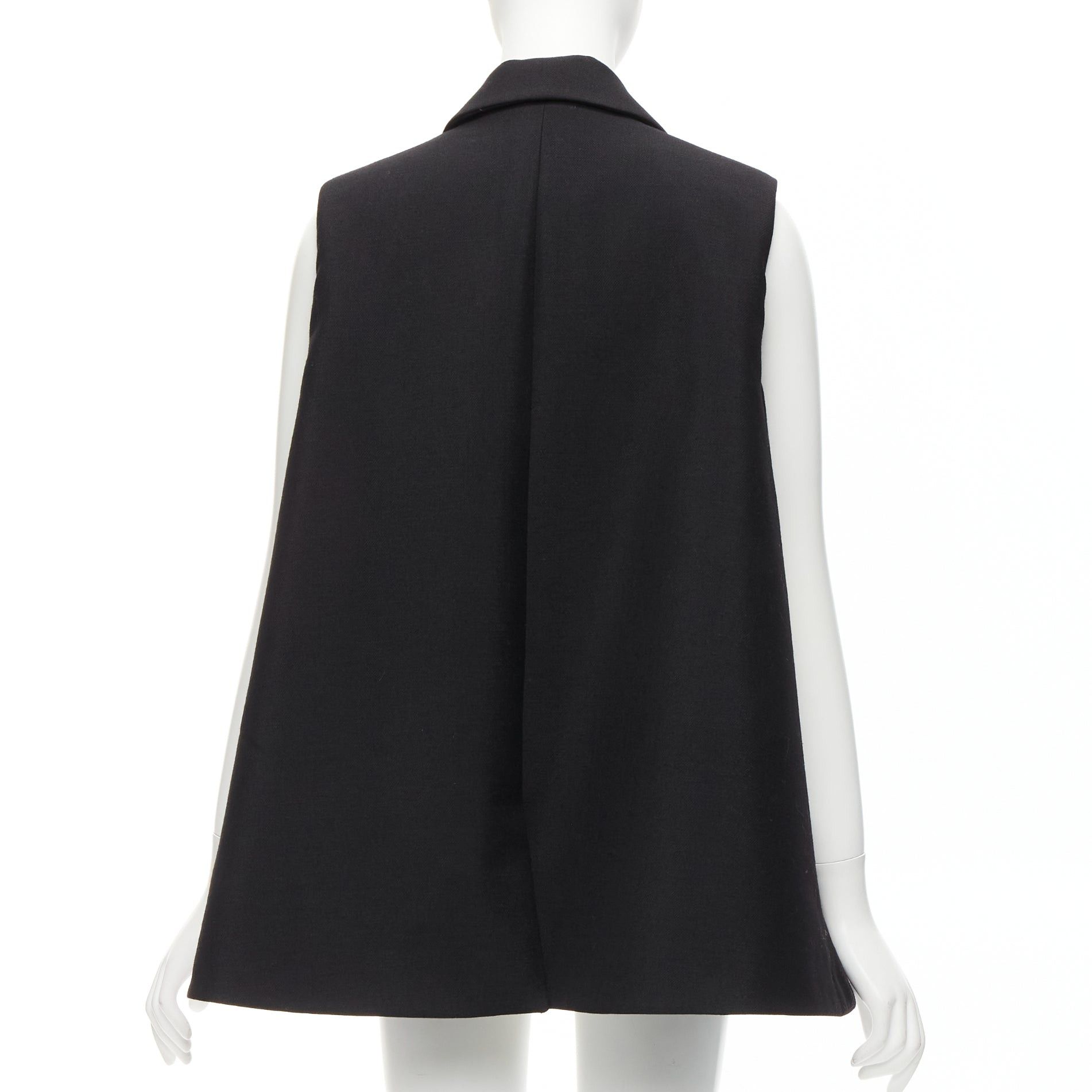 Balenciaga BALENCIAGA 2014 black virgin wool mohair bell shaped deep V blazer vest FR34 XS Size XS / US 0-2 / IT 36-38 - 6 Thumbnail