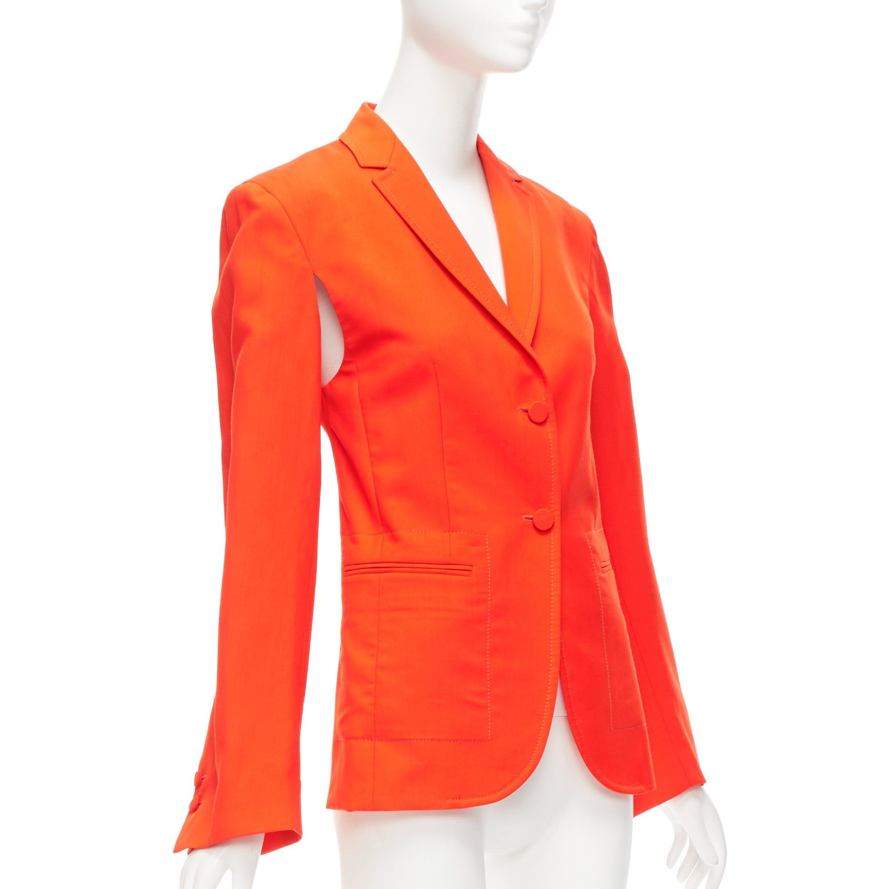 Ports 1961 PORTS 1961 neon orange wool silk underarm cut out asymmetric blazer FR36 S Size S / US 4 / IT 40 - 3 Thumbnail