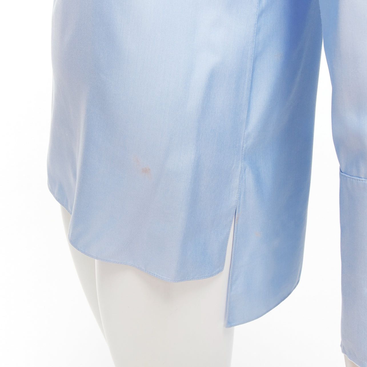 Marni MARNI pastel blue 100% silk raw edge collar pocketed high low hem shirt IT38 XS Size XS / US 0-2 / IT 36-38 - 7 Thumbnail