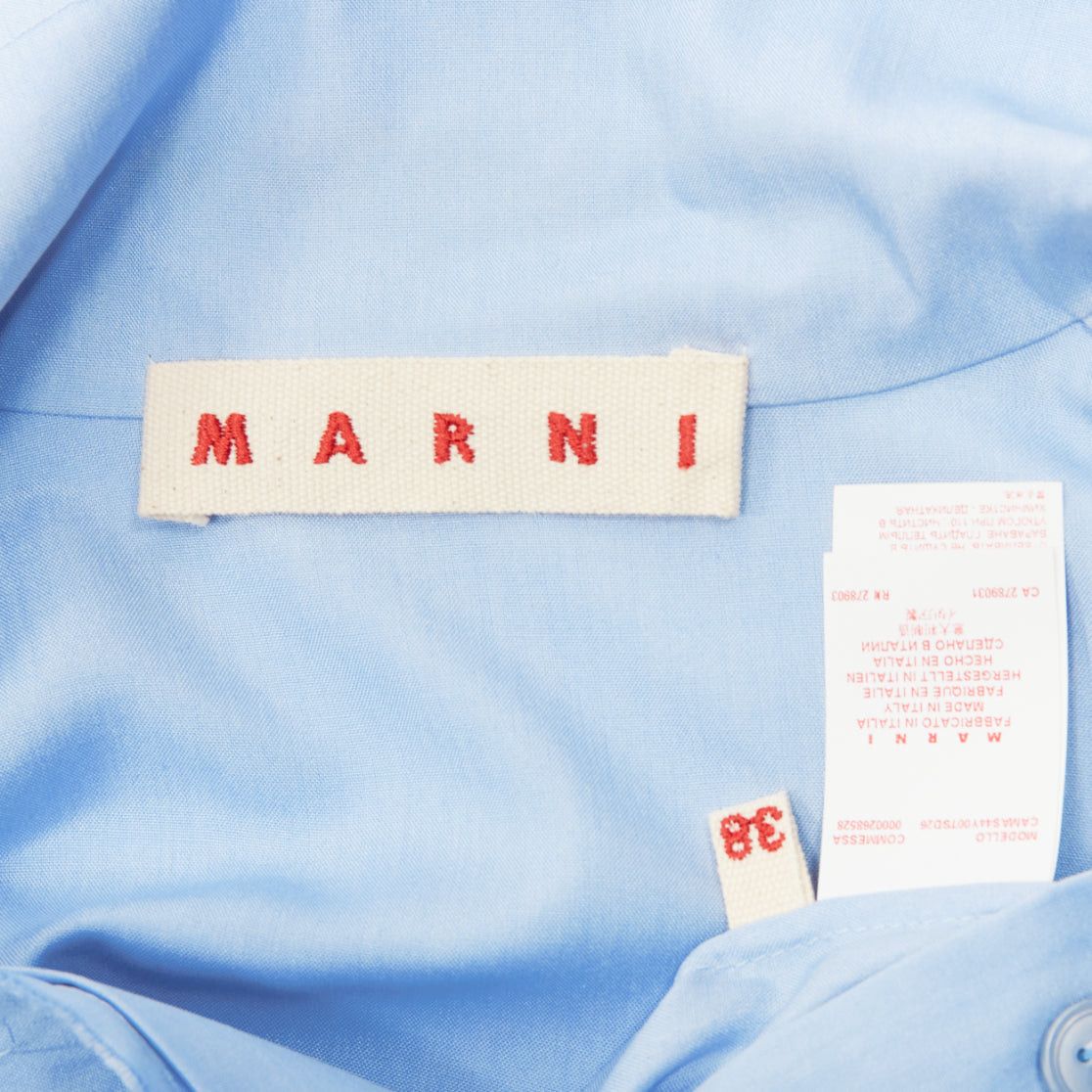 Marni MARNI pastel blue 100% silk raw edge collar pocketed high low hem shirt IT38 XS Size XS / US 0-2 / IT 36-38 - 9 Thumbnail