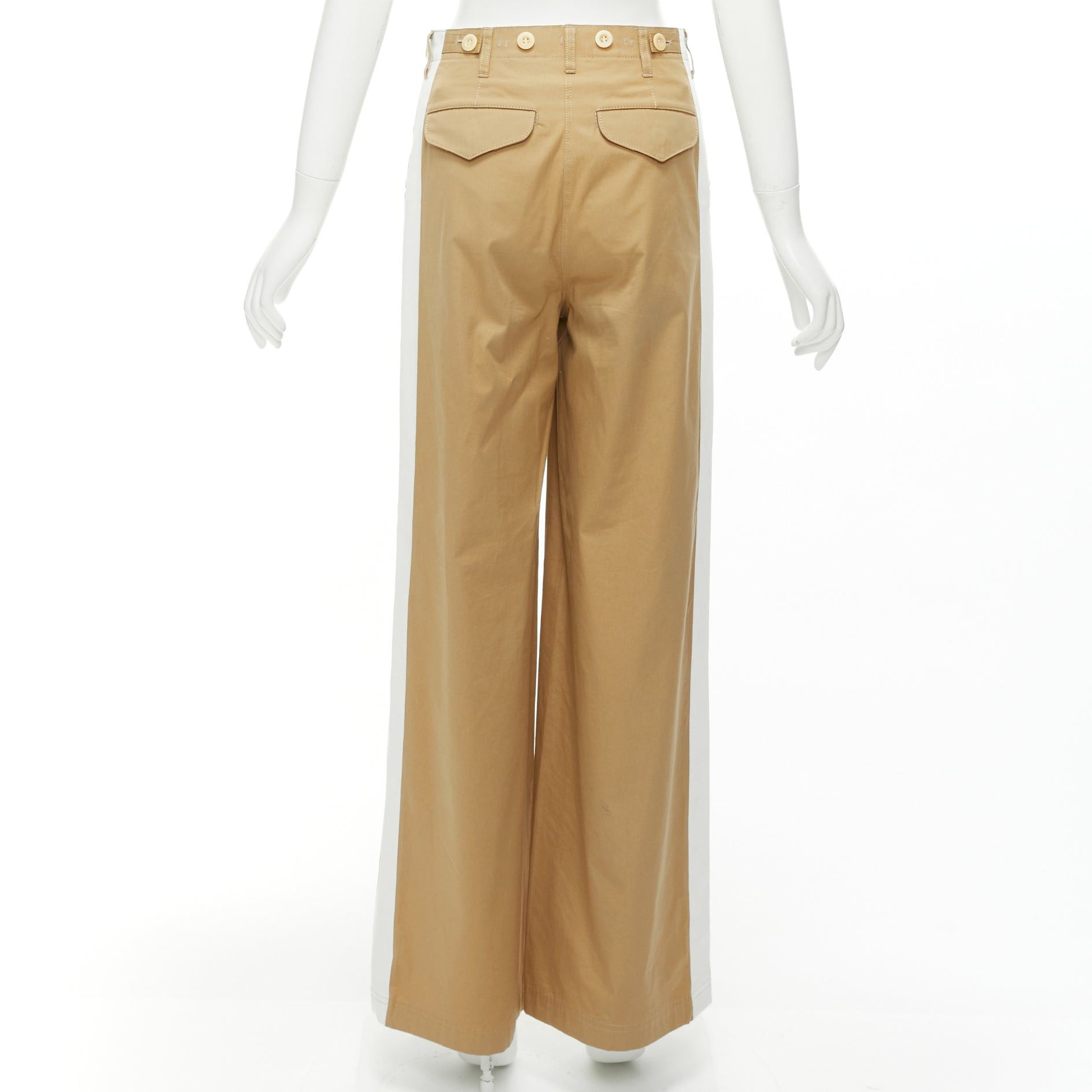 Sacai SACAI LUCK beige off white button embellished waistband wide cargo pants Size 28" / US 6 / IT 42 - 6 Thumbnail