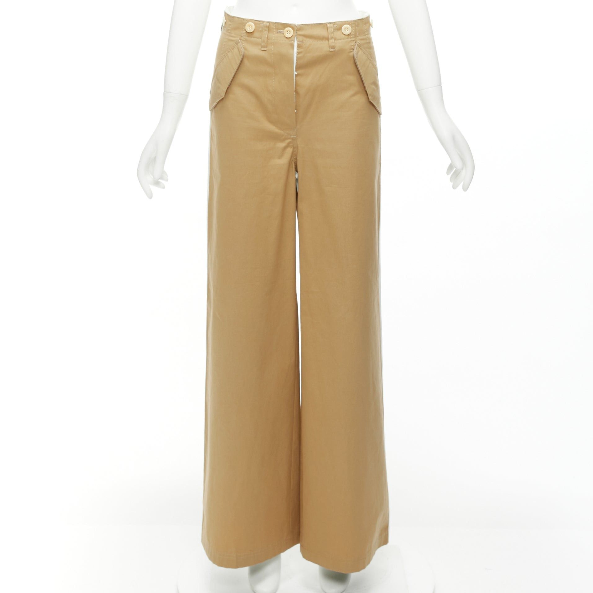 Sacai SACAI LUCK beige off white button embellished waistband wide cargo pants Size 28" / US 6 / IT 42 - 3 Thumbnail
