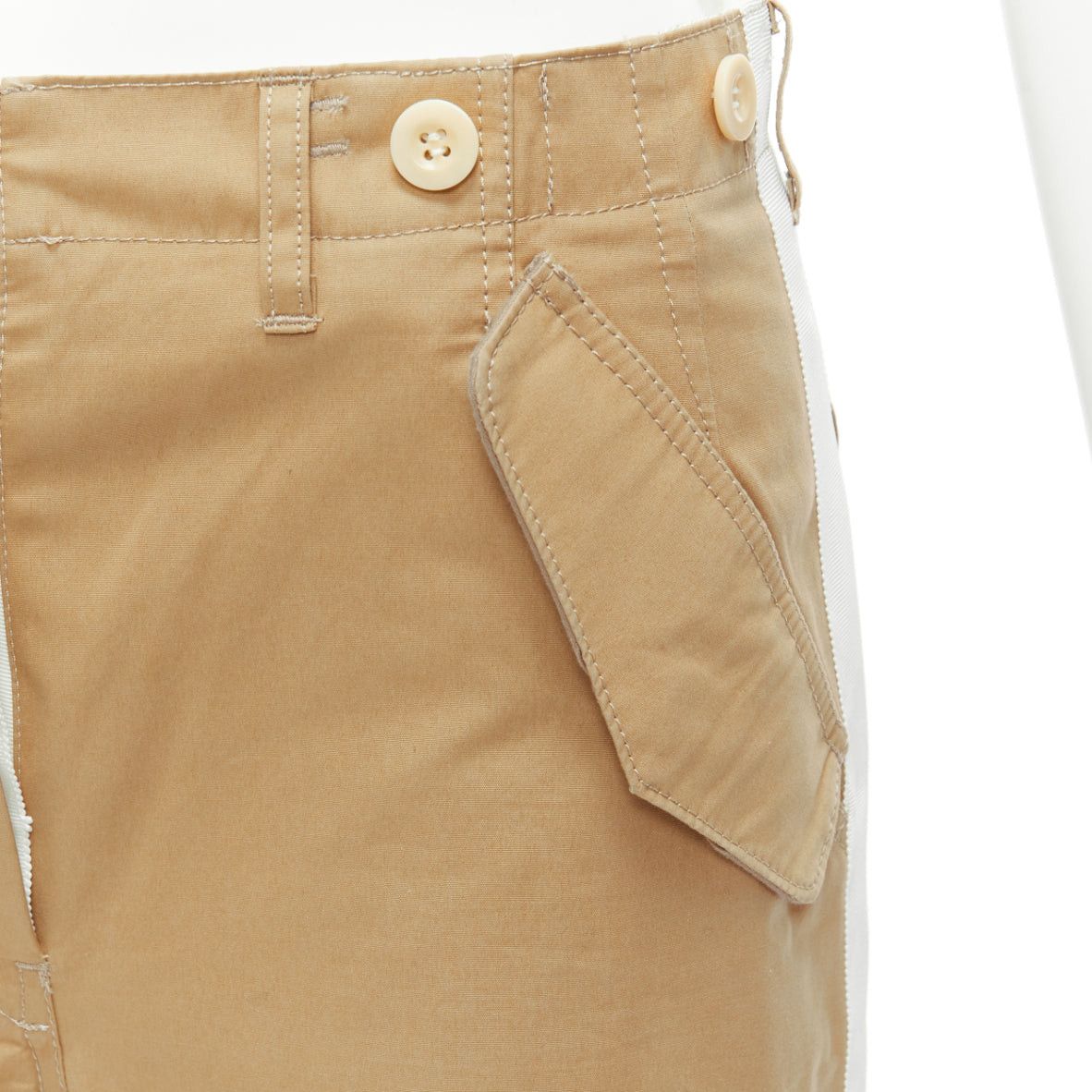 Sacai SACAI LUCK beige off white button embellished waistband wide cargo pants Size 28" / US 6 / IT 42 - 7 Thumbnail
