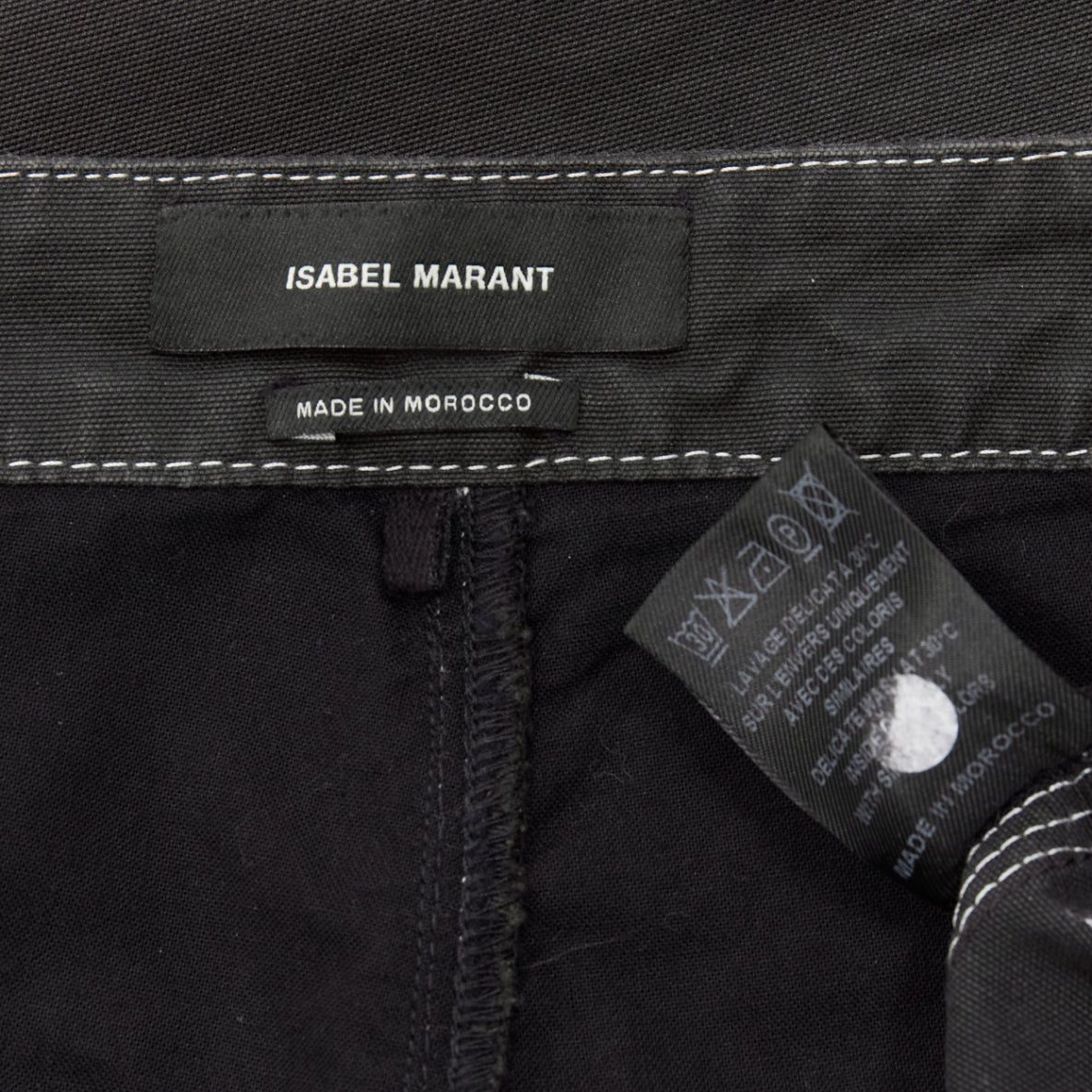 Isabel Marant ISABEL MARANT black white cotton topstitch pocketed carpenter pants FR36 S Size 27" / US 4 / IT 40 - 8 Thumbnail