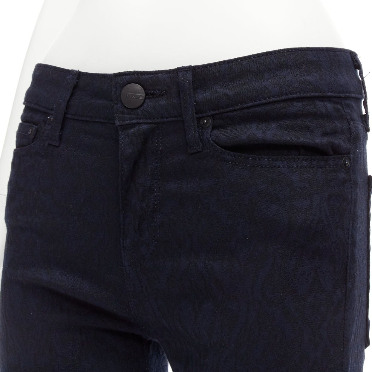 Vince VINCE navy crinkle jacquard jersey mid waist skinny jeans pants 27" Size 26" / US 2 / IT 38 - 2 Thumbnail