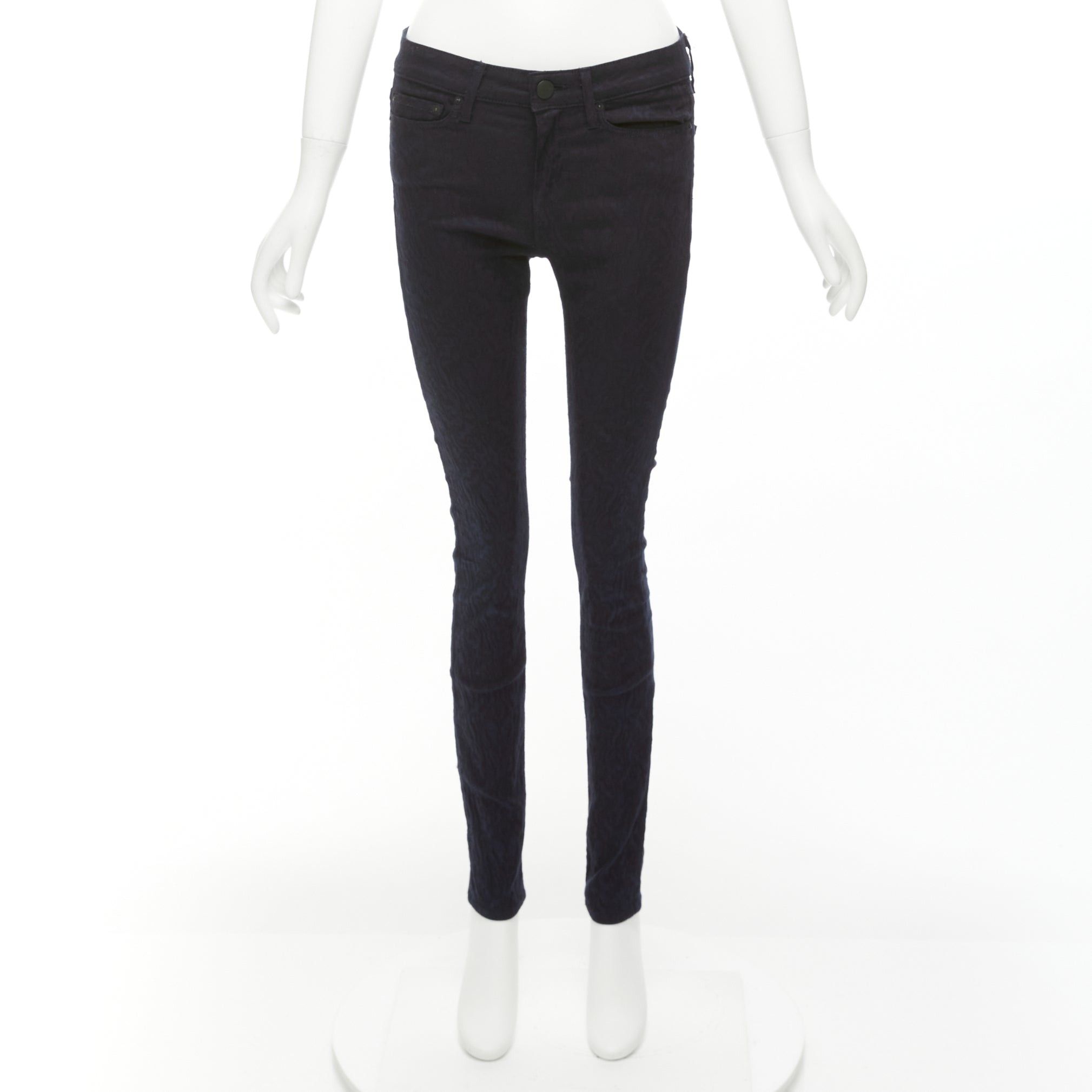 Vince VINCE navy crinkle jacquard jersey mid waist skinny jeans pants 27" Size 26" / US 2 / IT 38 - 9 Thumbnail