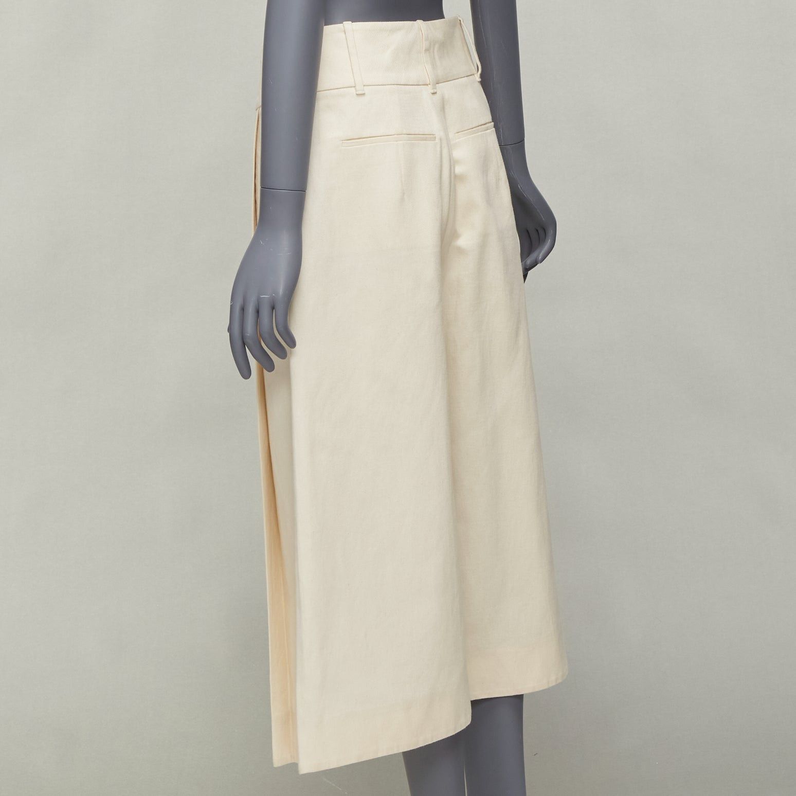 Marni MARNI beige cotton linen canvas mid waist pleated wide leg culottes IT38 XS Size 26" / US 2 / IT 38 - 6 Thumbnail