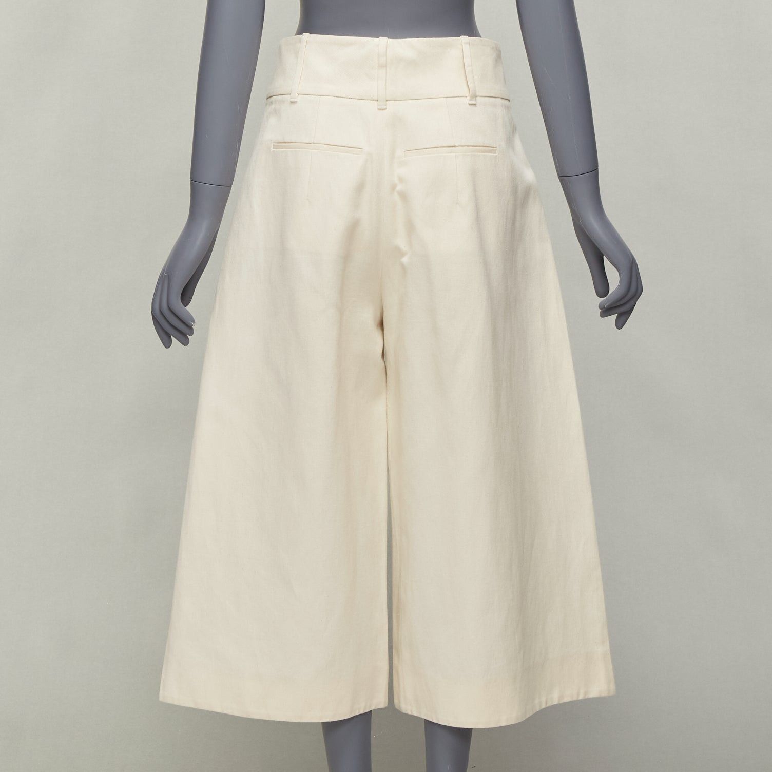 Marni MARNI beige cotton linen canvas mid waist pleated wide leg culottes IT38 XS Size 26" / US 2 / IT 38 - 5 Thumbnail