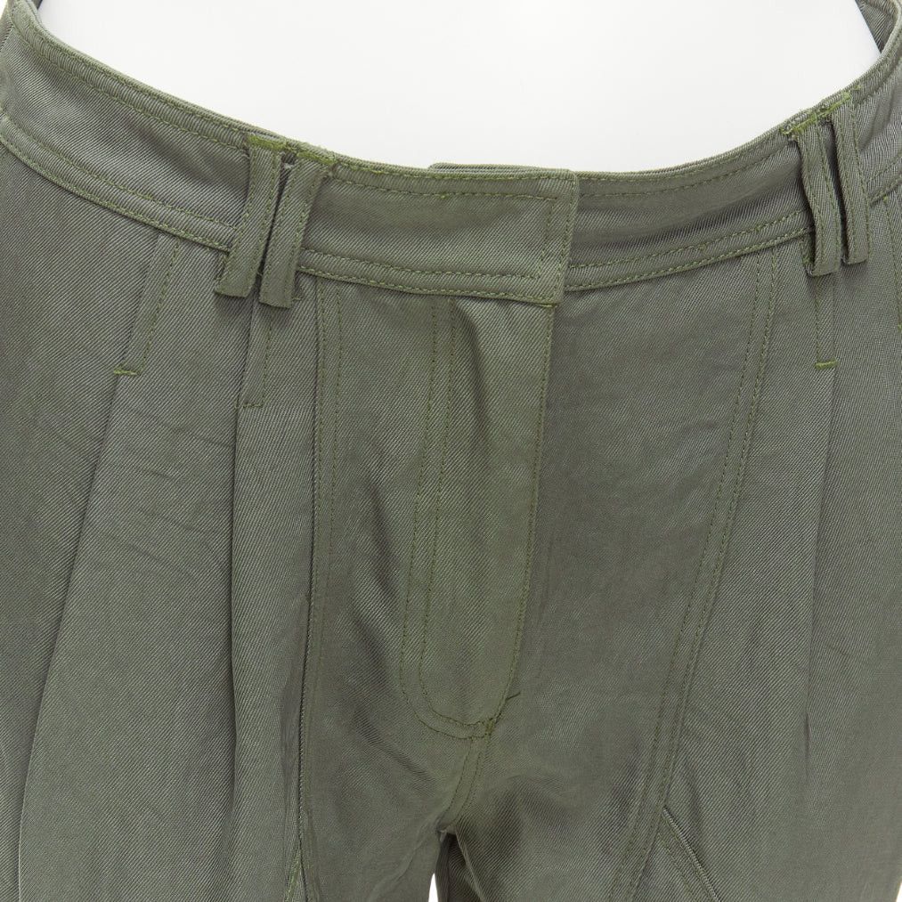 Alexander Wang ALEXANDER WANG khaki twill panelled back pockets ruched hem safari pants US0 XS Size 26" / US 2 / IT 38 - 7 Thumbnail