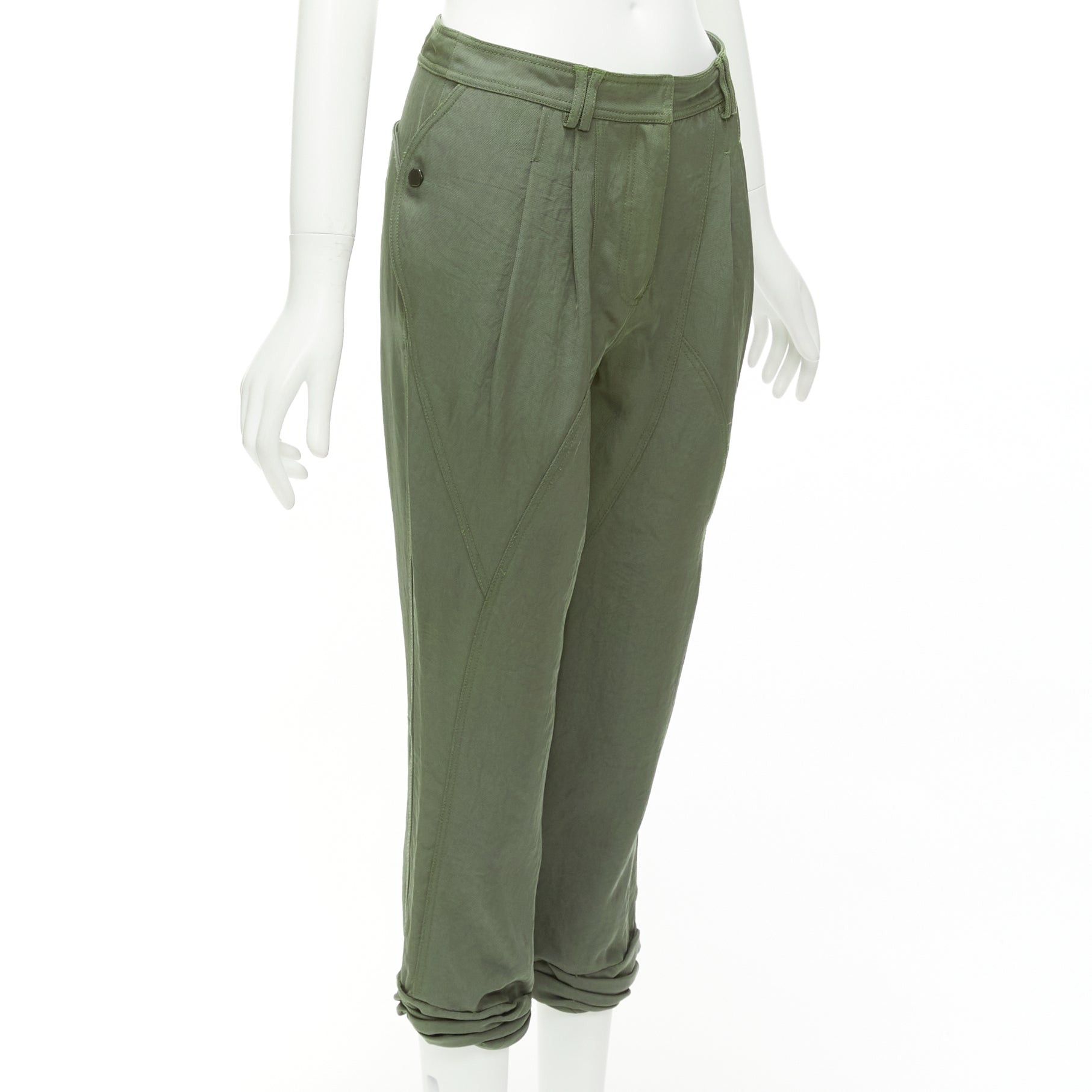Alexander Wang ALEXANDER WANG khaki twill panelled back pockets ruched hem safari pants US0 XS Size 26" / US 2 / IT 38 - 3 Thumbnail