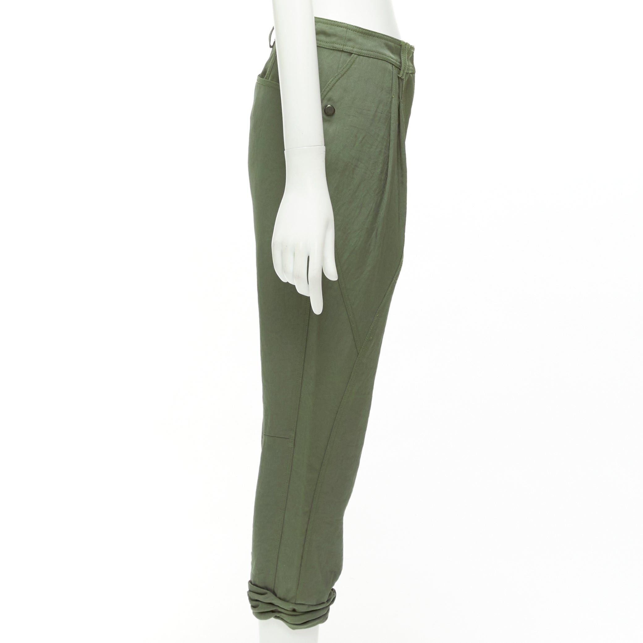 Alexander Wang ALEXANDER WANG khaki twill panelled back pockets ruched hem safari pants US0 XS Size 26" / US 2 / IT 38 - 4 Thumbnail