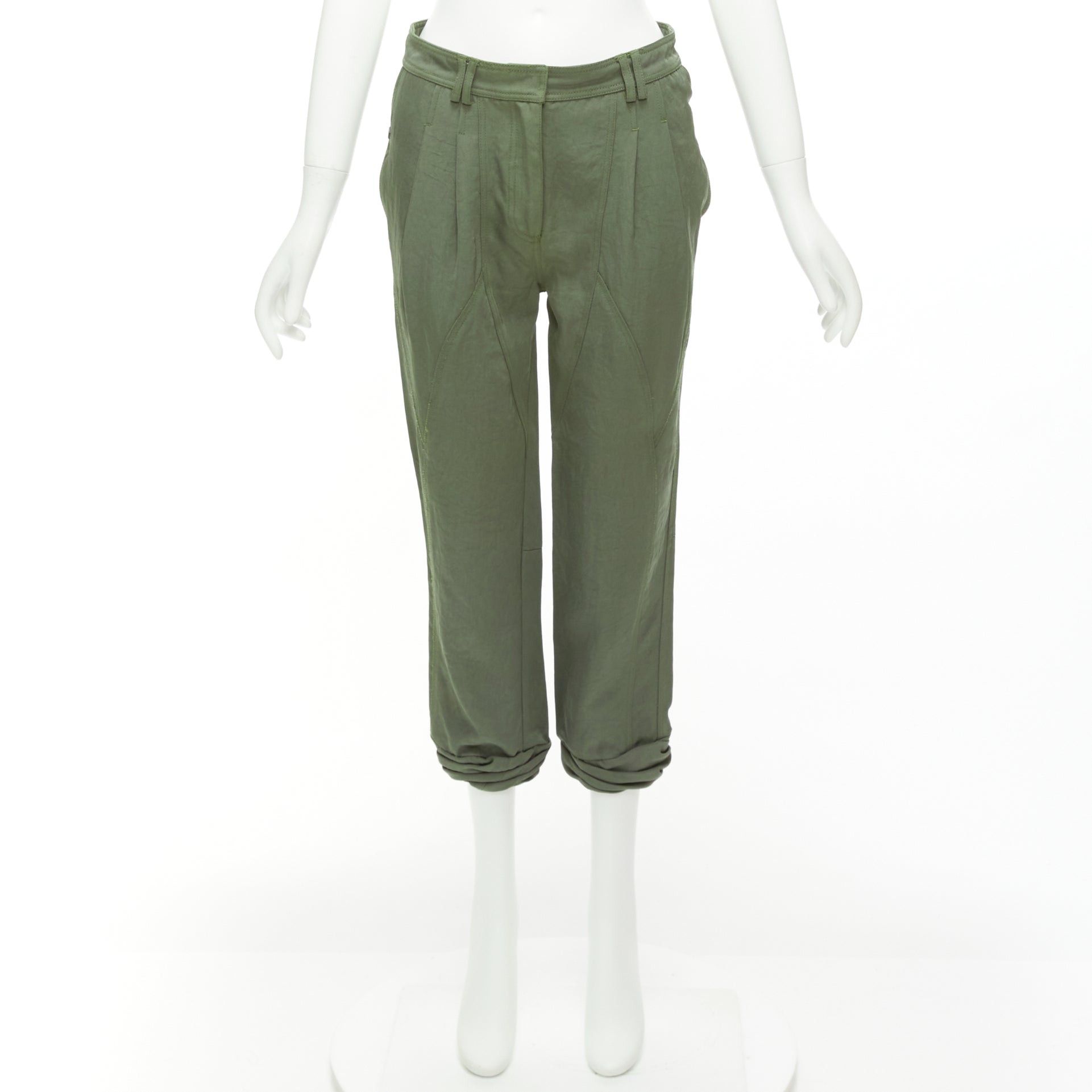 Alexander Wang ALEXANDER WANG khaki twill panelled back pockets ruched hem safari pants US0 XS Size 26" / US 2 / IT 38 - 9 Thumbnail