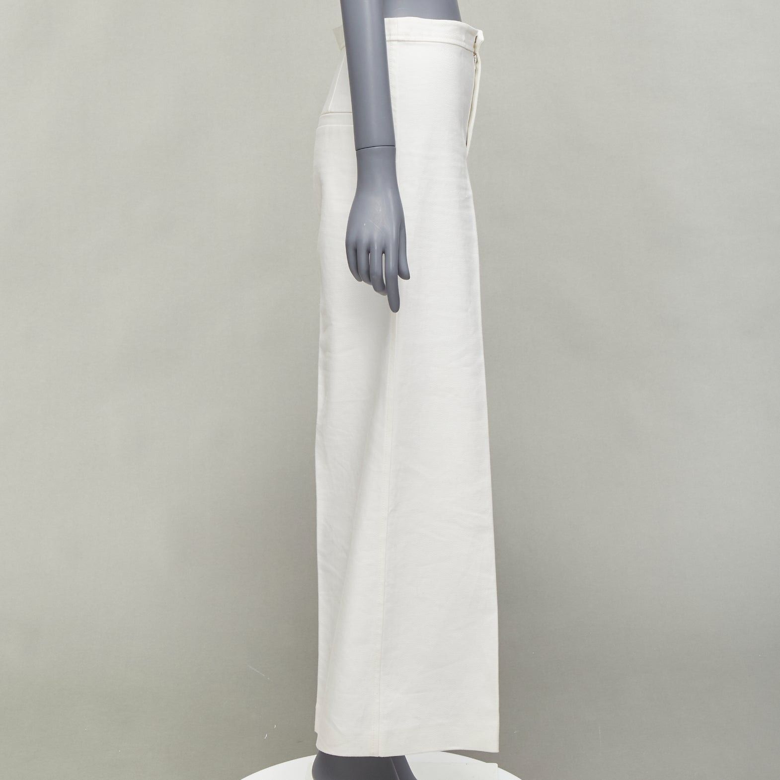 Isabel Marant ISABEL MARANT white cotton linen high waist wide leg cropped pants FR36 S Size 27" / US 4 / IT 40 - 4 Thumbnail