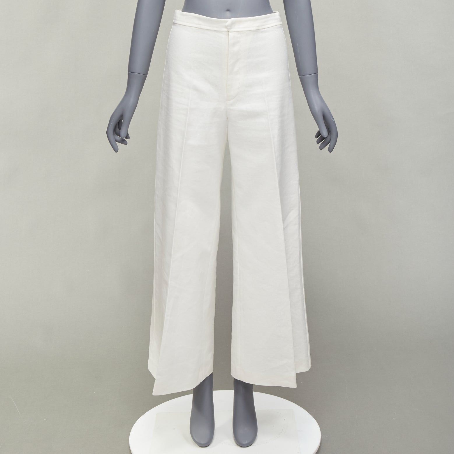 Isabel Marant ISABEL MARANT white cotton linen high waist wide leg cropped pants FR36 S Size 27" / US 4 / IT 40 - 9 Thumbnail