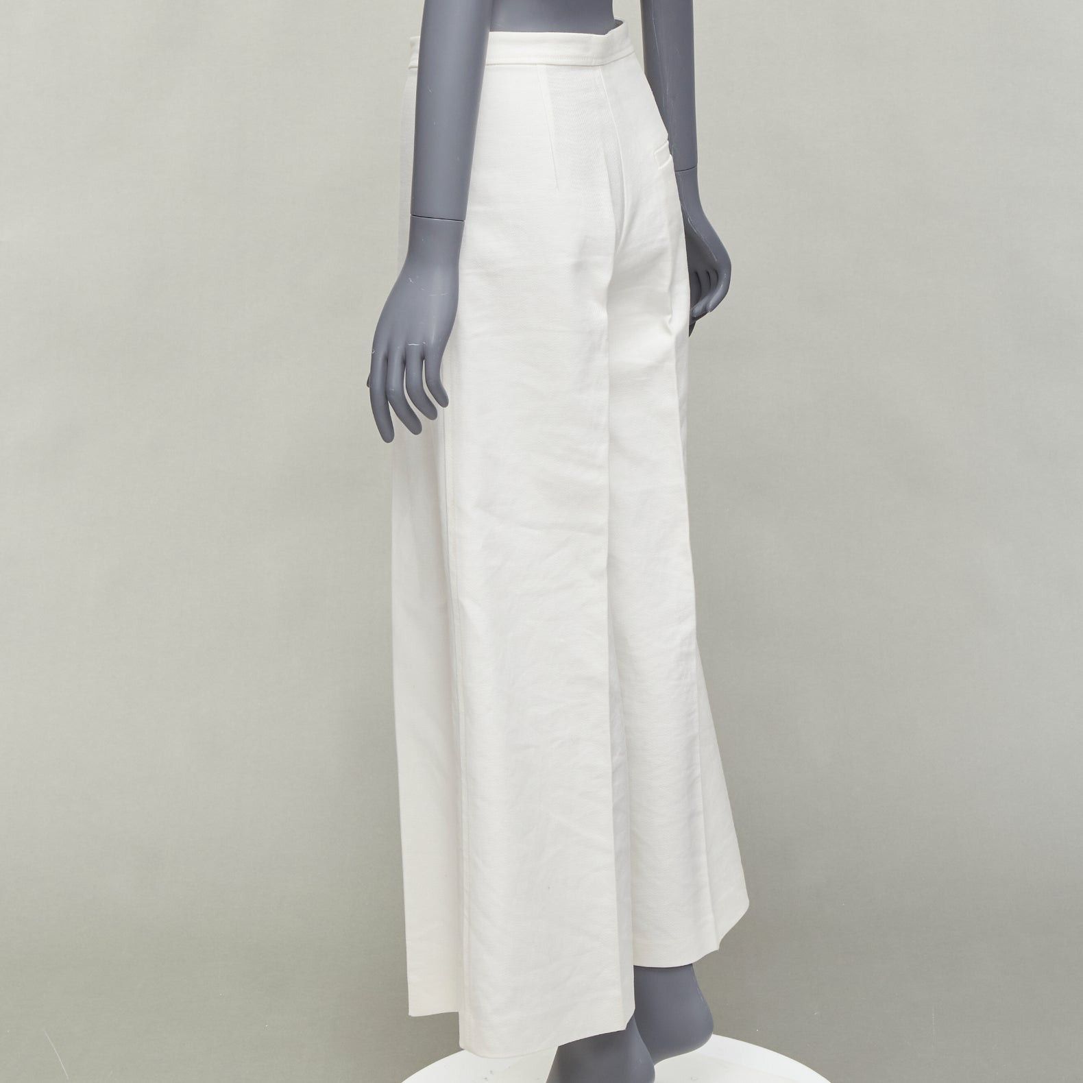 Isabel Marant ISABEL MARANT white cotton linen high waist wide leg cropped pants FR36 S Size 27" / US 4 / IT 40 - 6 Thumbnail