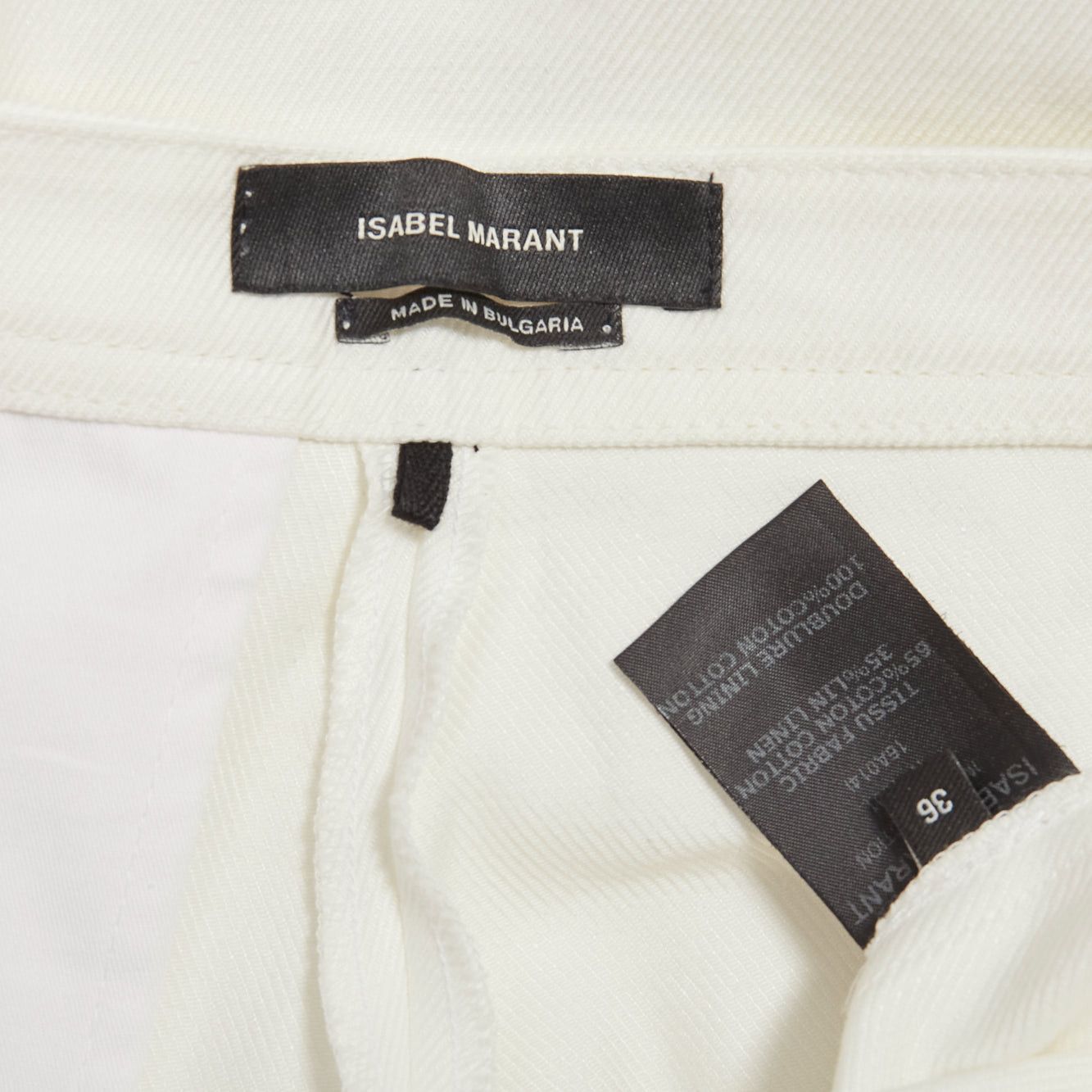 Isabel Marant ISABEL MARANT white cotton linen high waist wide leg cropped pants FR36 S Size 27" / US 4 / IT 40 - 8 Thumbnail