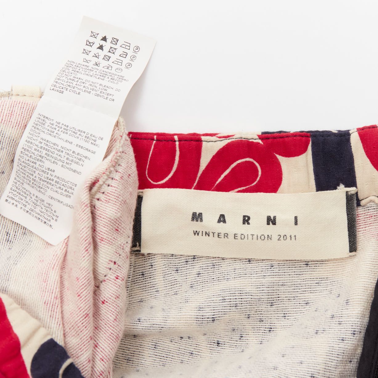Marni MARNI 2011 red navy cream ethnic print cotton Aline knee skirt IT38 XS Size 26" / US 2 / IT 38 - 8 Thumbnail
