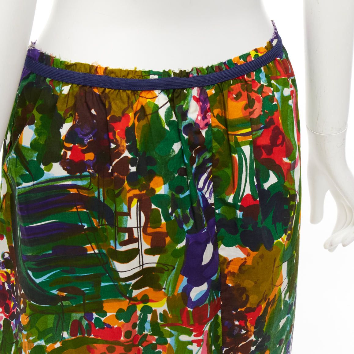 Marni MARNI purple multicolor floral cotton inverted pleat front knee skirt IT38 XS Size 26" / US 2 / IT 38 - 7 Thumbnail