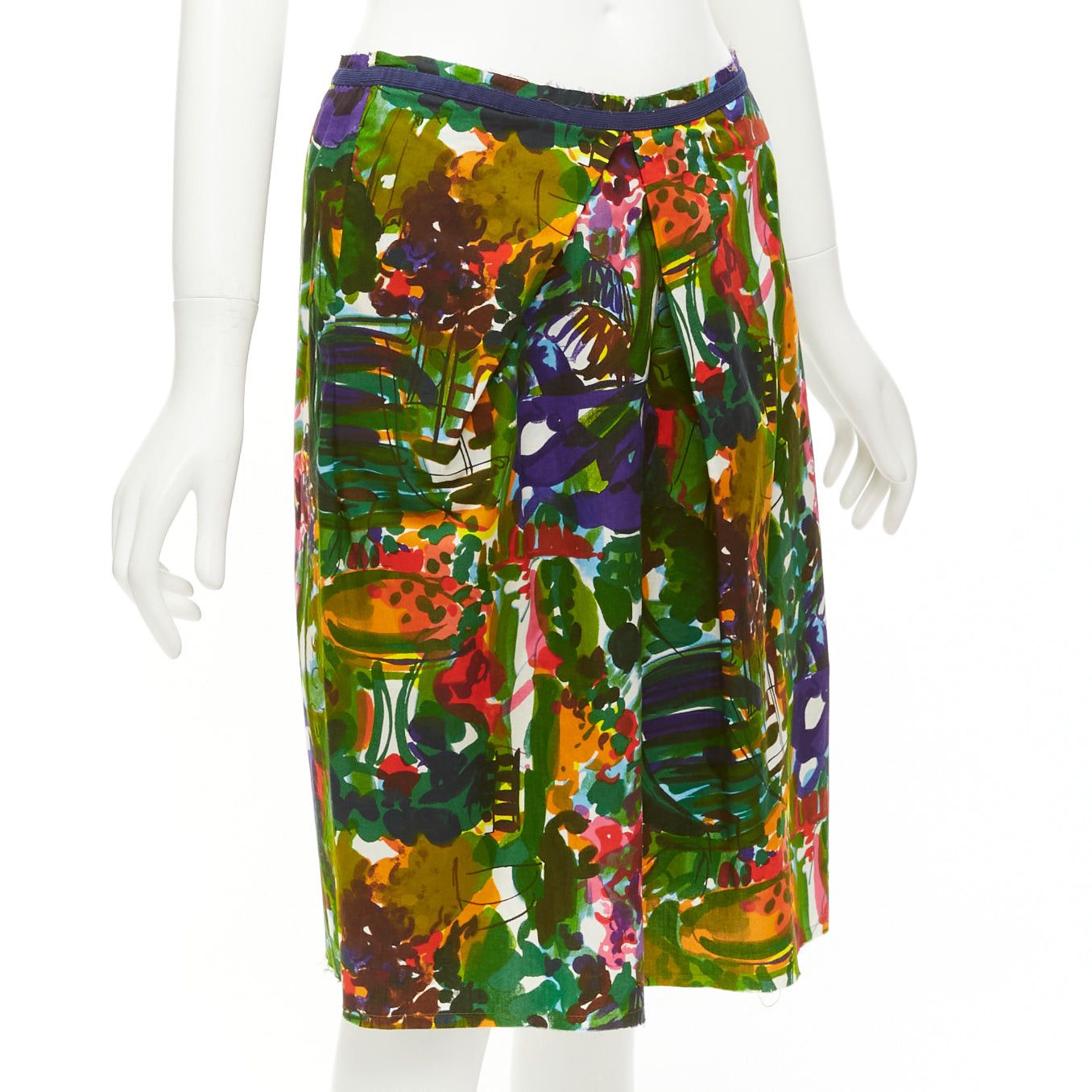 Marni MARNI purple multicolor floral cotton inverted pleat front knee skirt IT38 XS Size 26" / US 2 / IT 38 - 3 Thumbnail