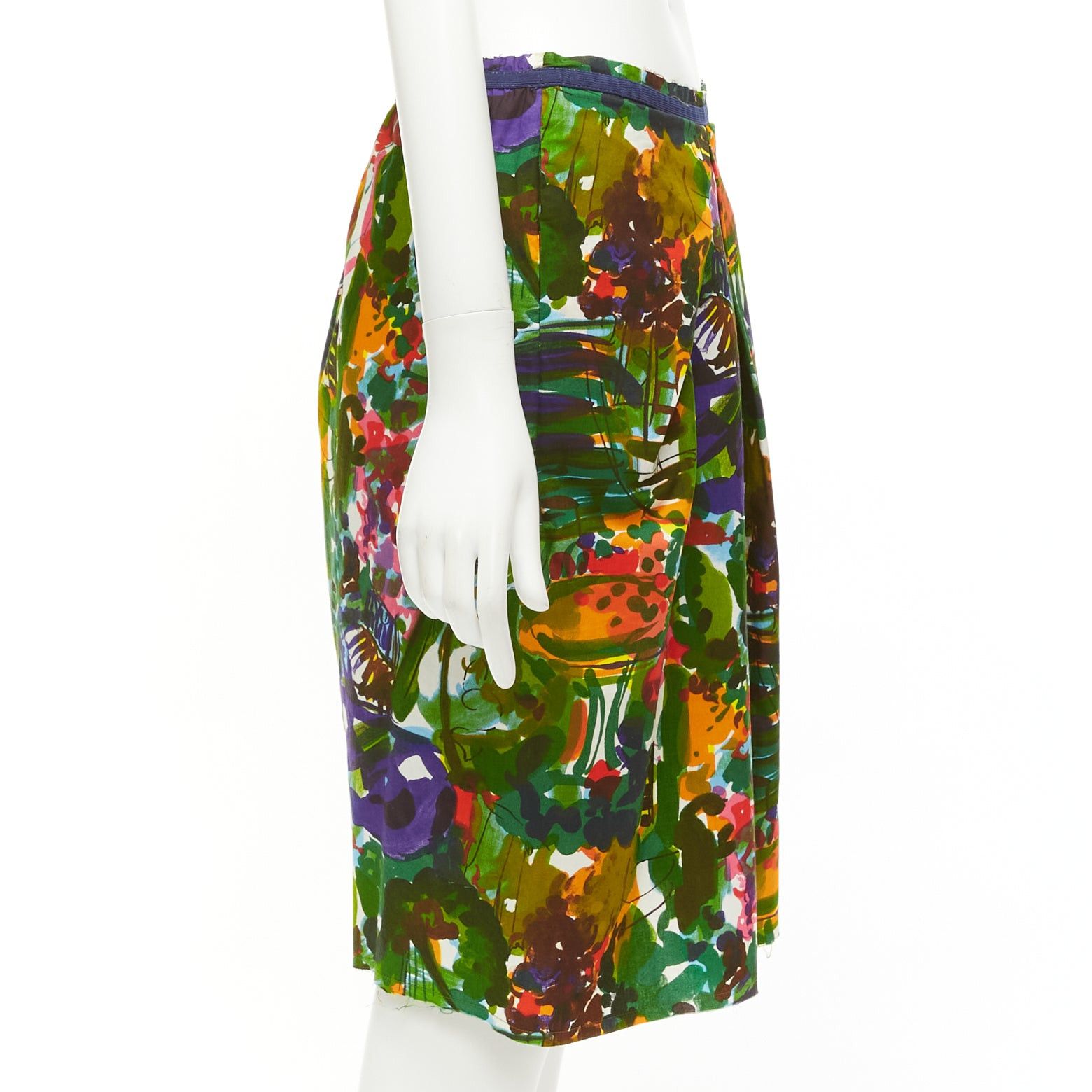 Marni MARNI purple multicolor floral cotton inverted pleat front knee skirt IT38 XS Size 26" / US 2 / IT 38 - 4 Thumbnail