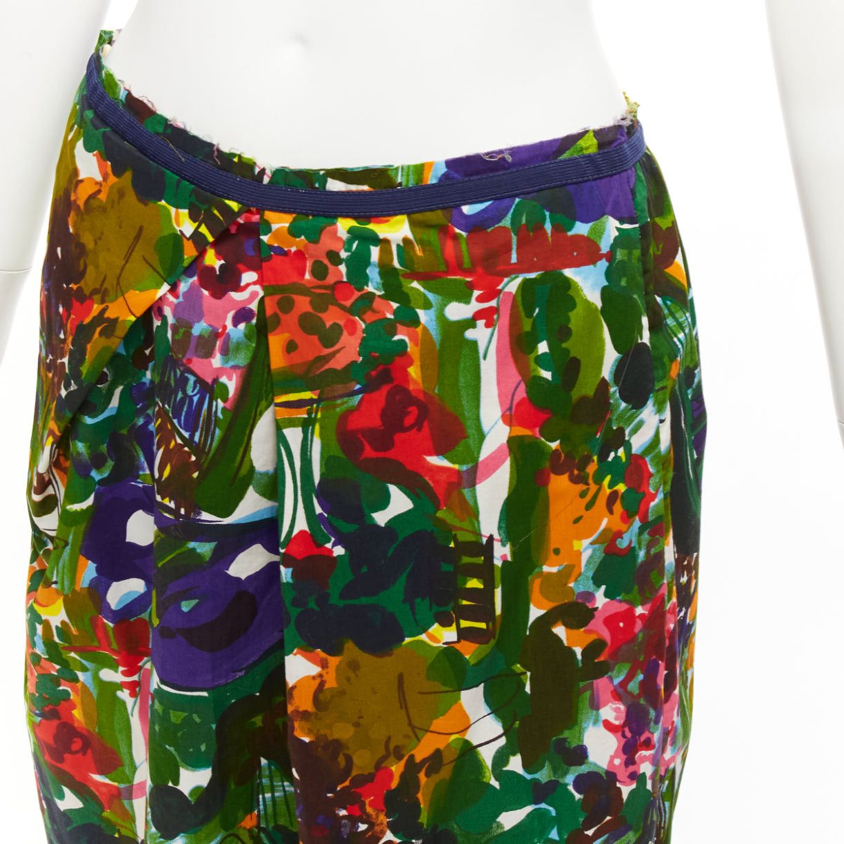 Marni MARNI purple multicolor floral cotton inverted pleat front knee skirt IT38 XS Size 26" / US 2 / IT 38 - 2 Thumbnail